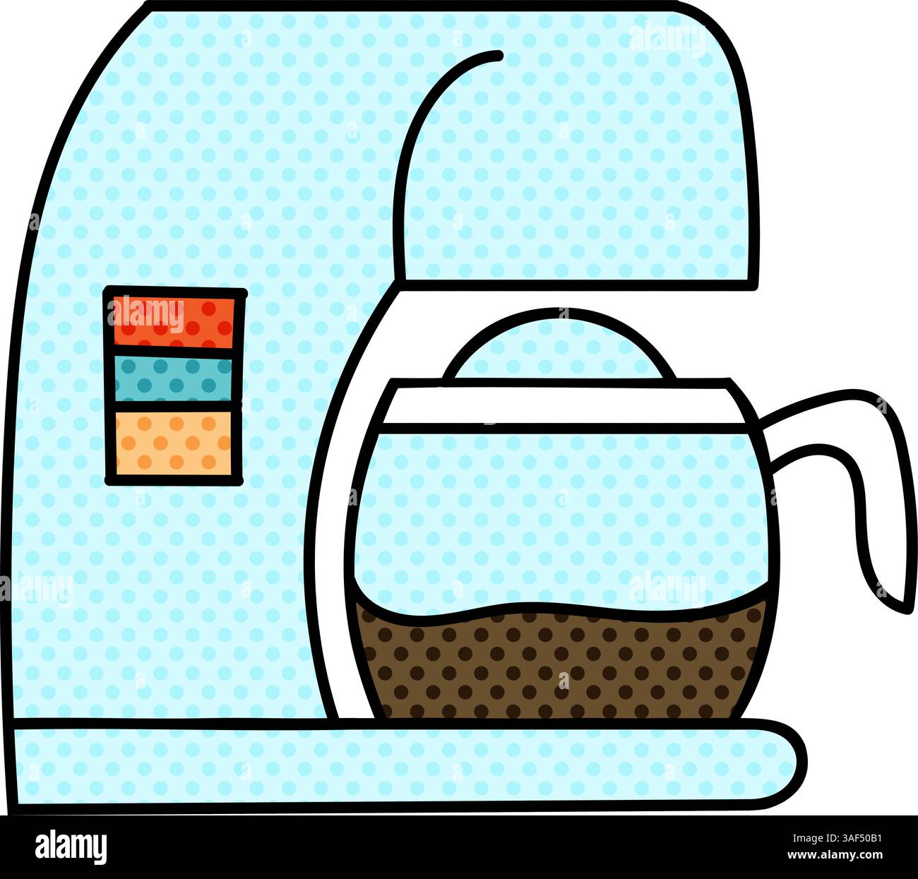 coffee machine instant coffee brewing halftone hand drawn color vector ...