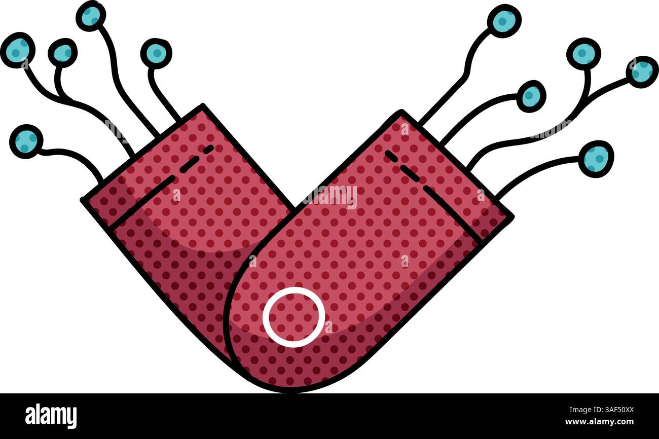 robot halftone hand drawn color vector illustration Stock Vector