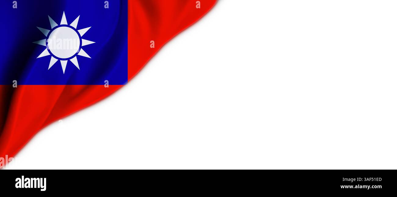 White background with flag of Republic of Taiwan on top left Stock Photo