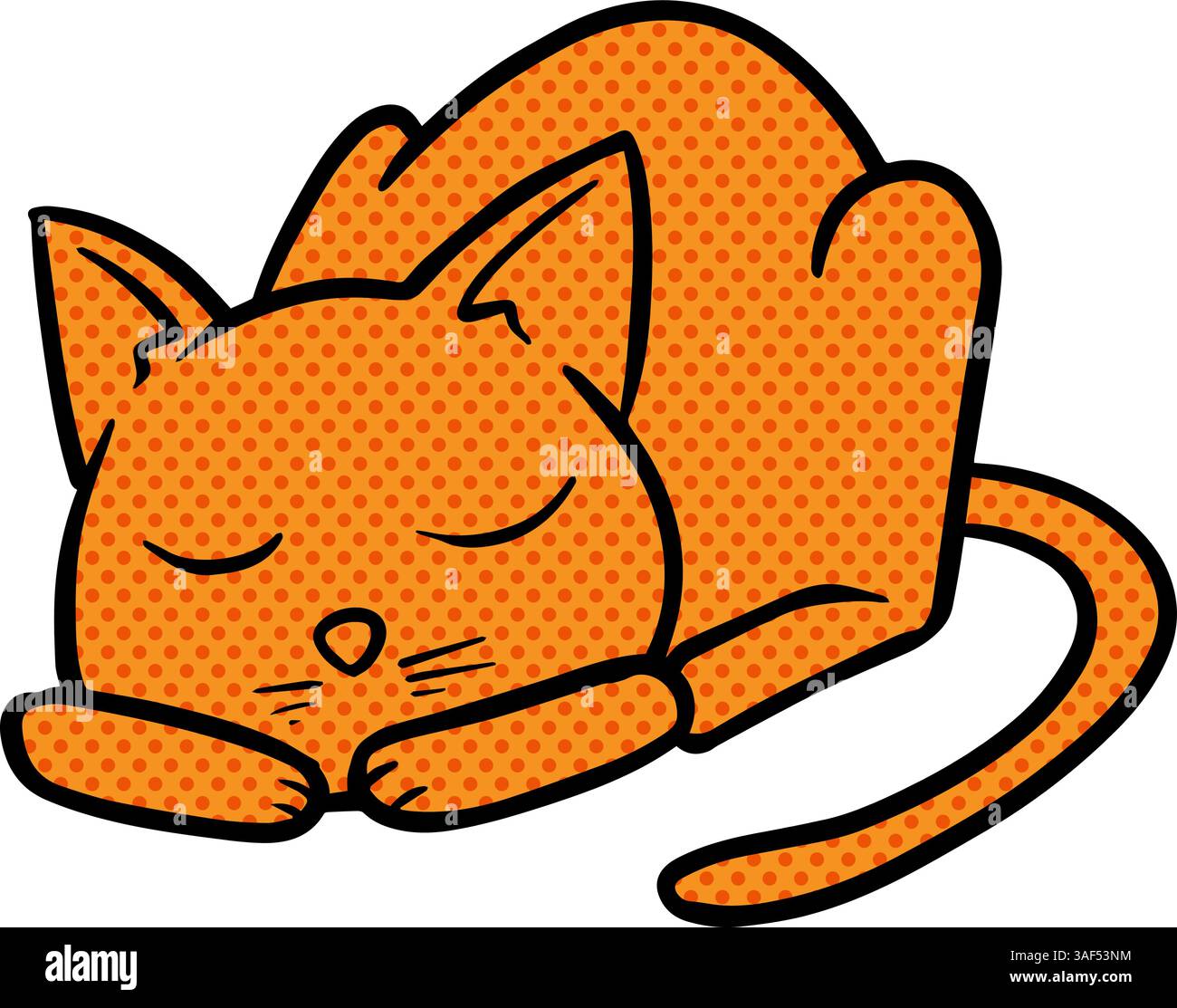Hand drawn sleeping cat halftone color vector illustration Stock Vector ...