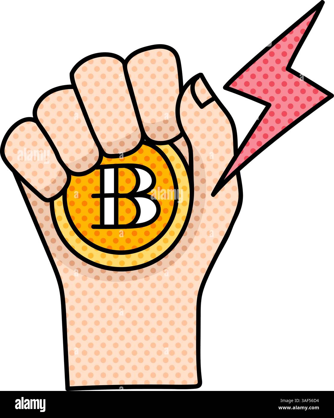 hand holding coin halftone hand drawn color vector illustration Stock ...