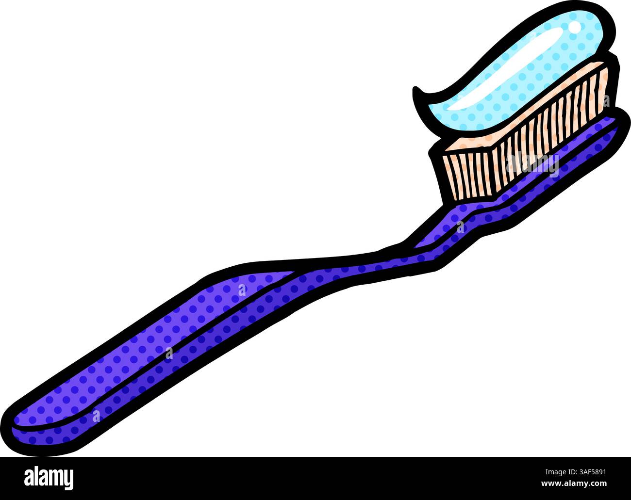 Toothbrush hand drawn halftone color vector illustration Stock Vector