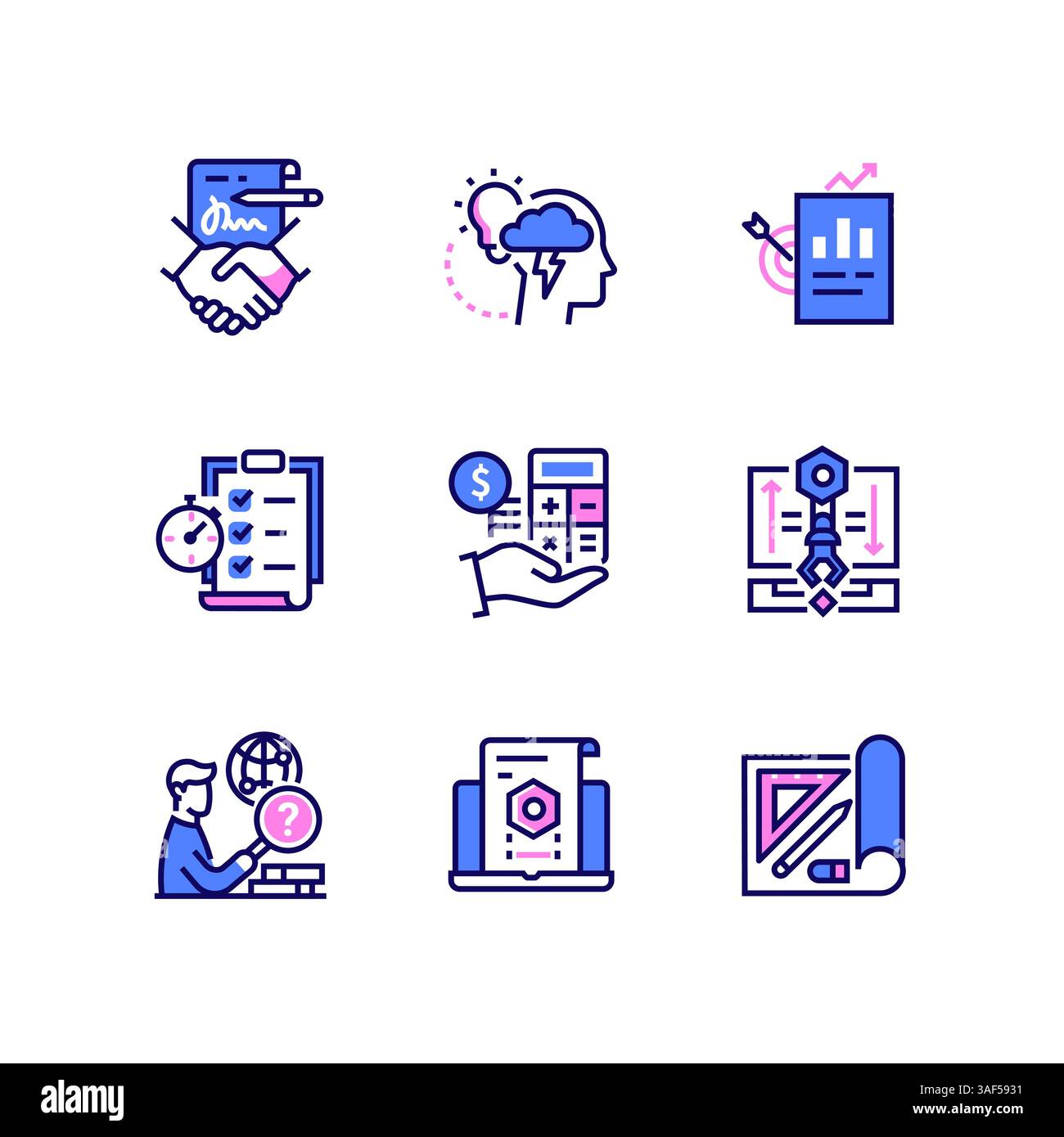 Project development phases - line design style icons set Stock Vector ...
