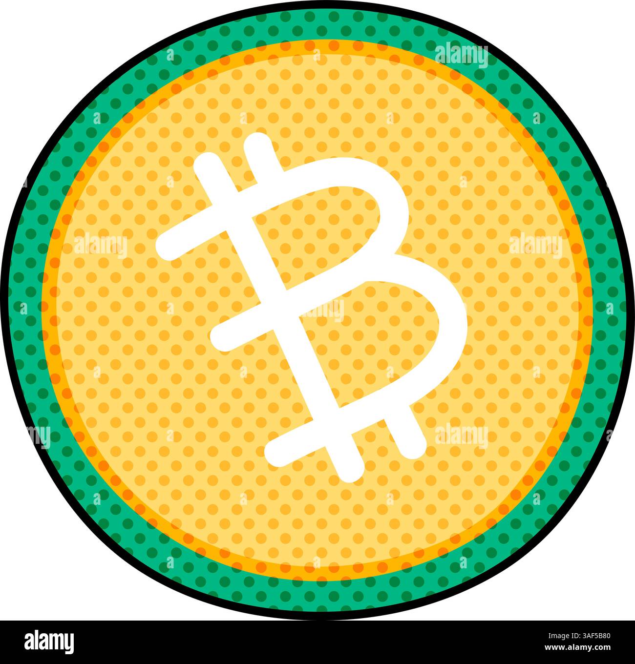 bitcoin cryptocurerency halftone hand drawn color vector illustration Stock Vector