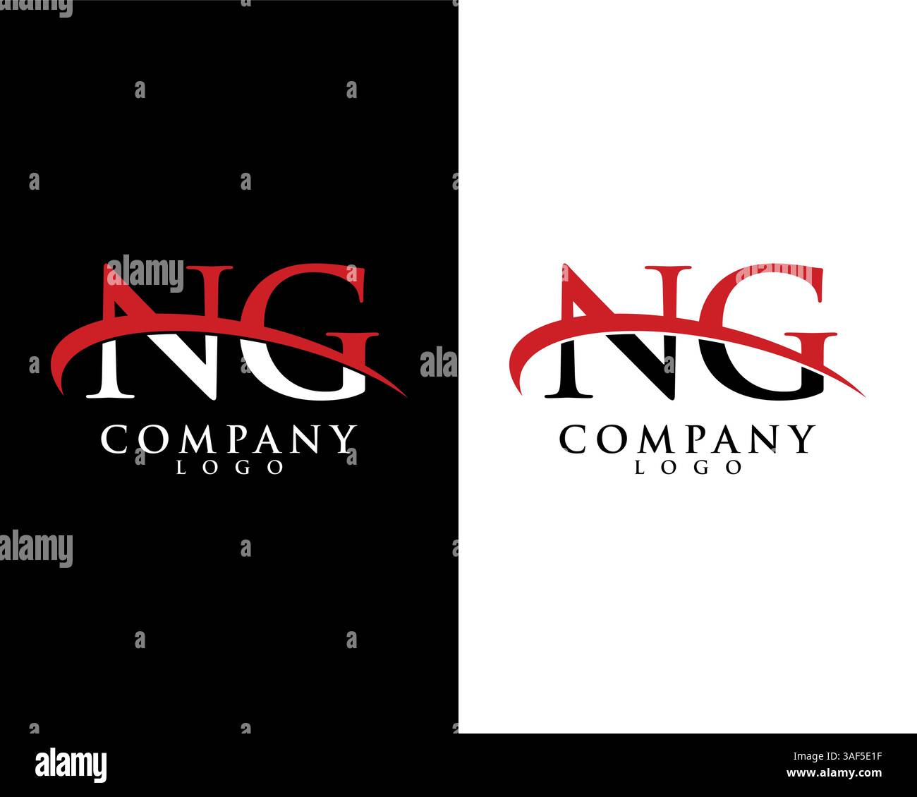 NG, GN initial letter company logo swoosh design vector Stock Vector