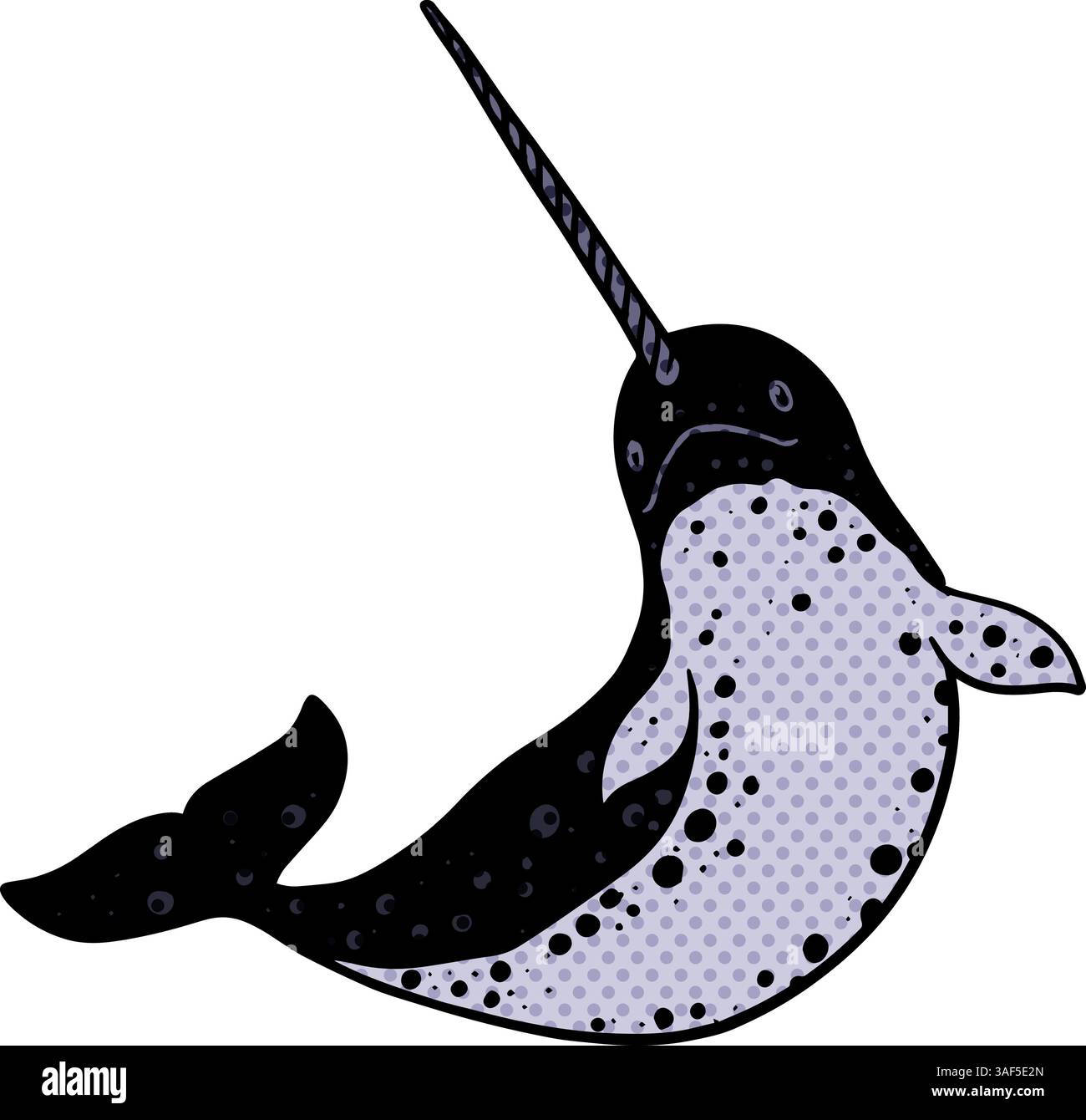 narwhal whale hand drawn halftone color vector illustration Stock ...