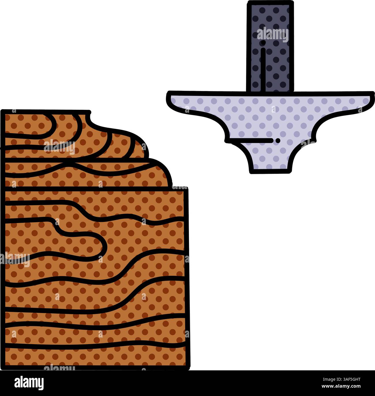 trimmer bit cutting wood halftone hand drawn color vector illustration ...