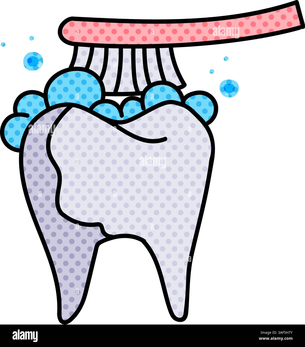 tooth brush halftone hand drawn color vector illustration Stock Vector