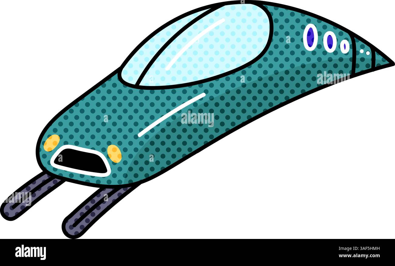 bullet train halftone hand drawn color vector illustration Stock Vector