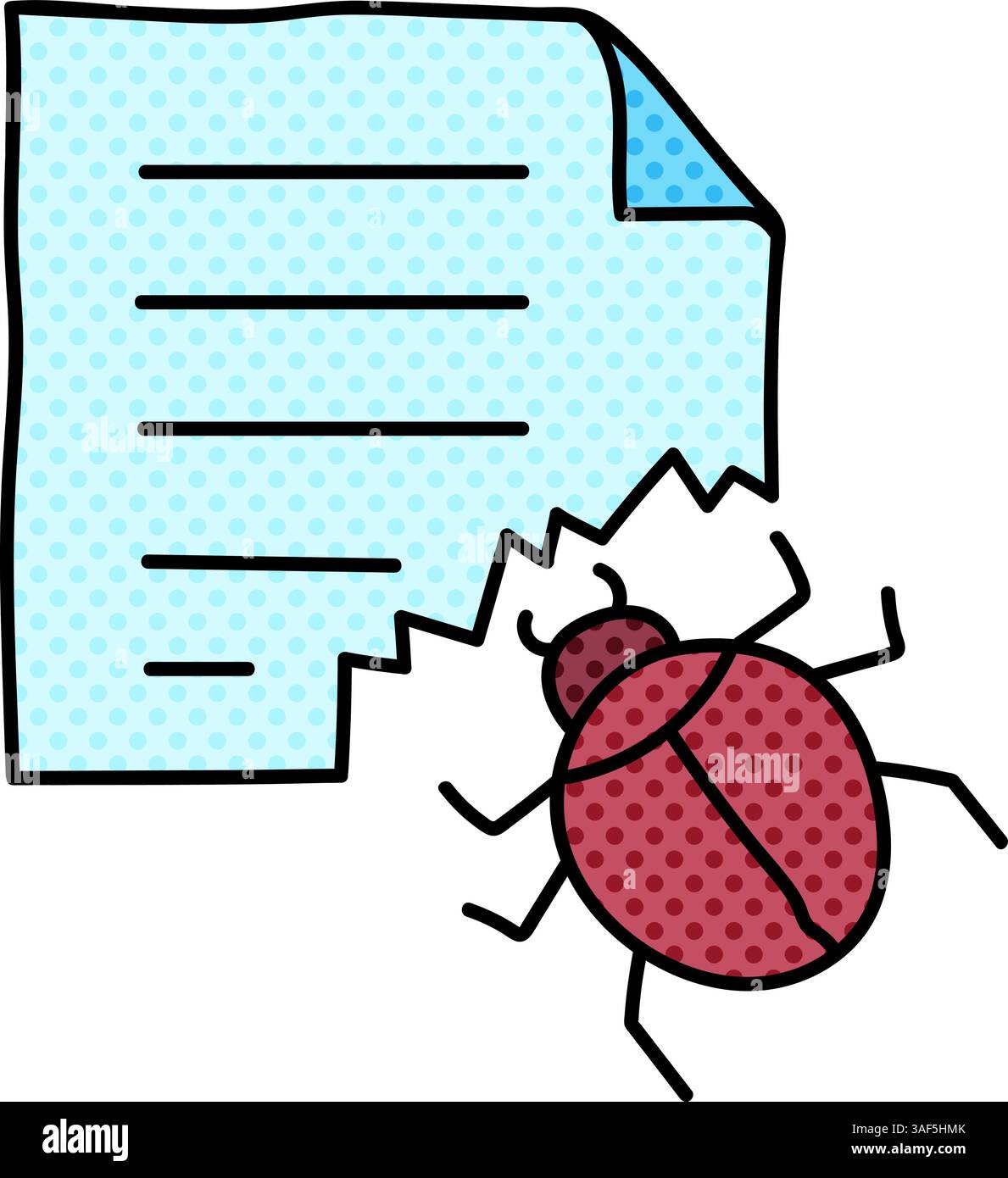 computer bug halftone hand drawn color vector illustration Stock Vector