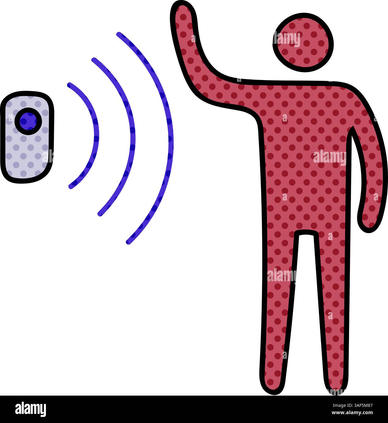 motion sensor halftone hand drawn color vector illustration Stock Vector