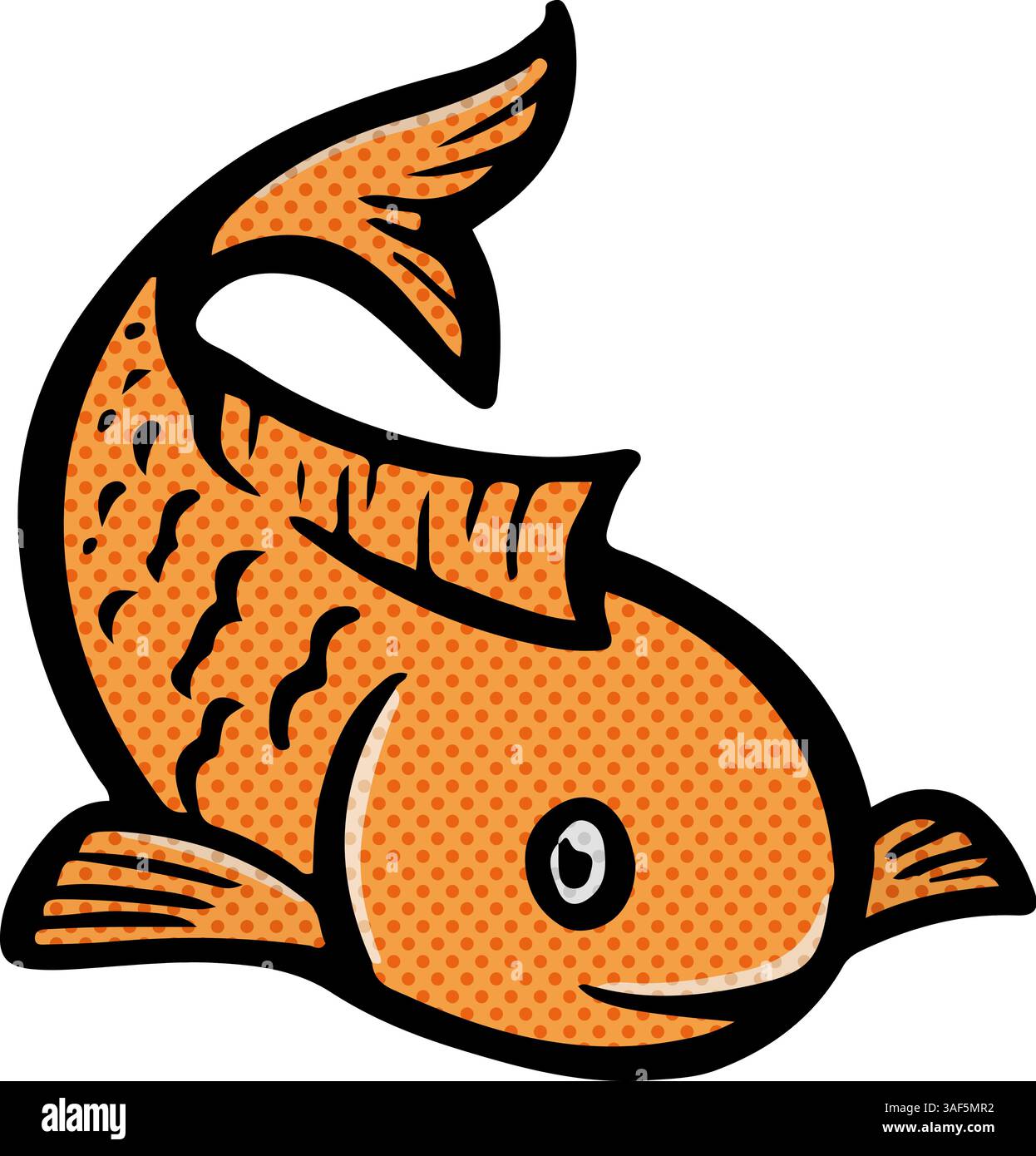 Gold fish hand drawn halftone color vector illustration Stock Vector ...
