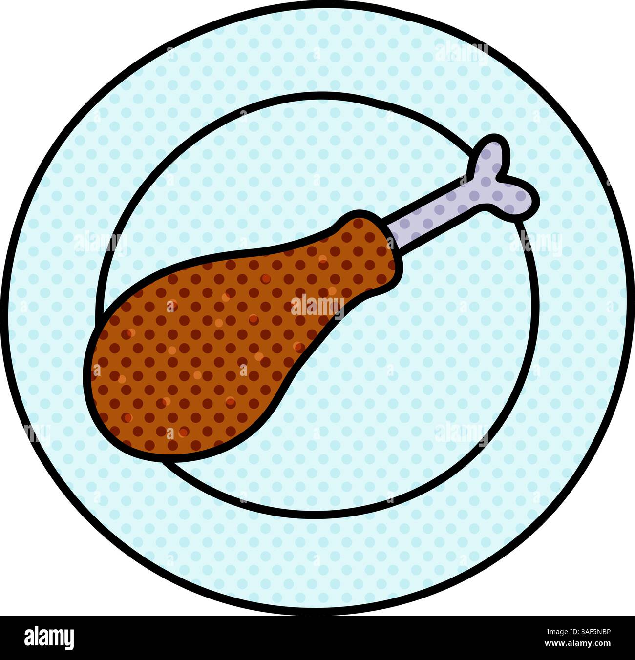 chicken drum halftone hand drawn color vector illustration Stock Vector