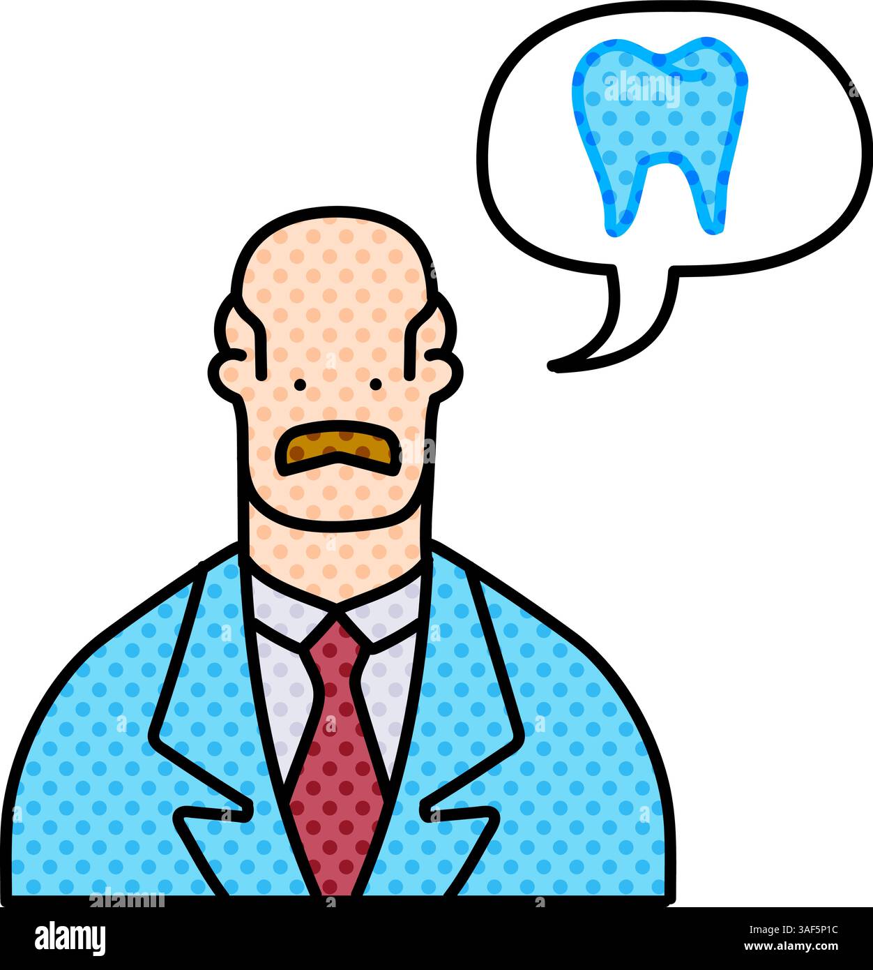 dentist halftone hand drawn color vector illustration Stock Vector