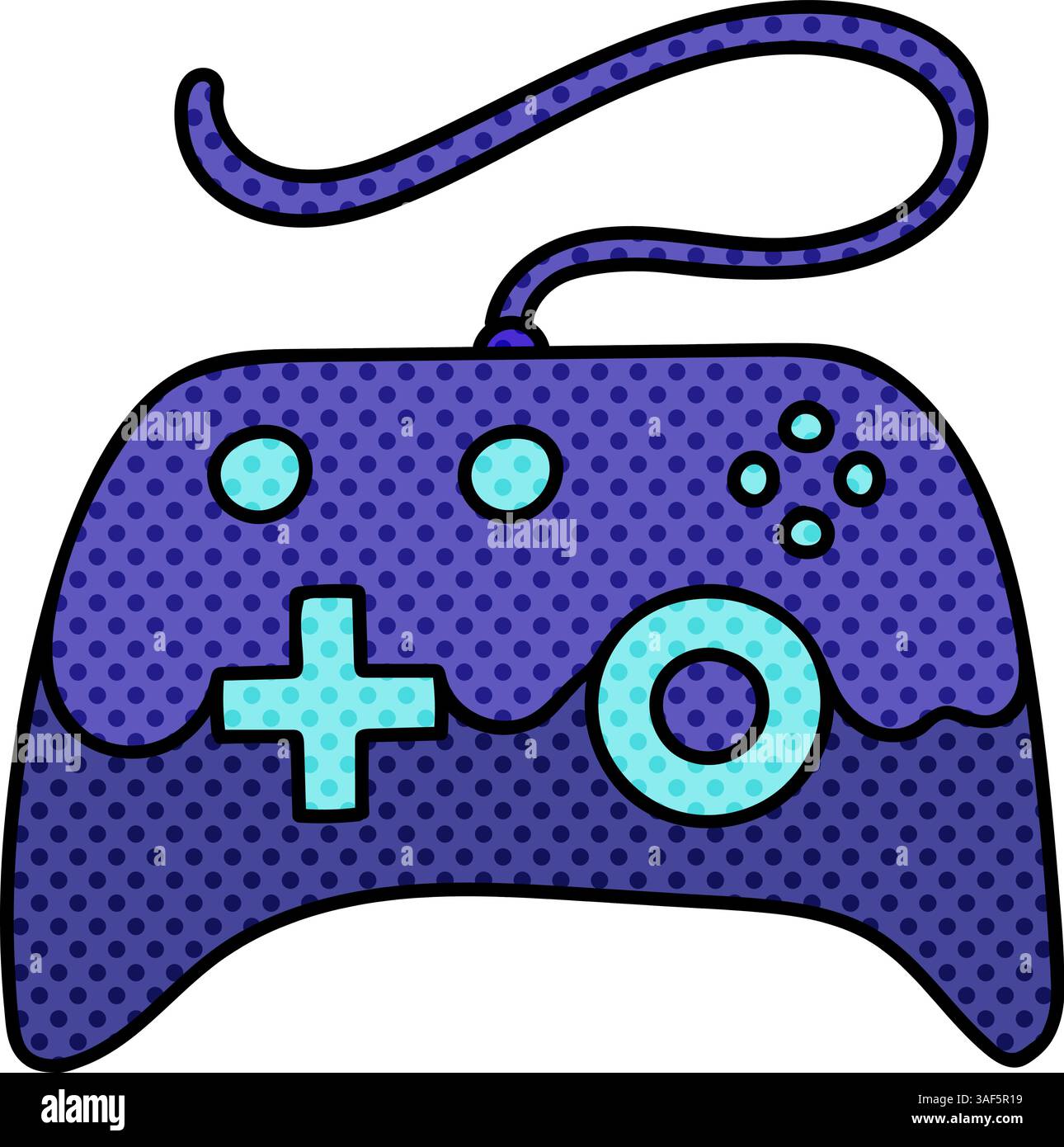 game controller halftone hand drawn color vector illustration Stock Vector