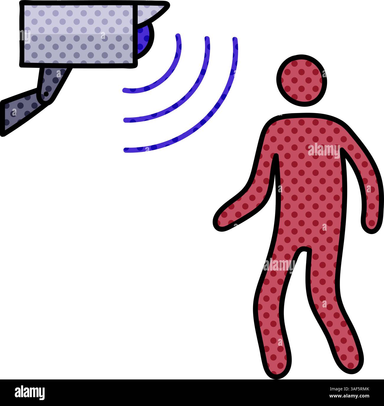 motion sensor halftone hand drawn color vector illustration Stock Vector