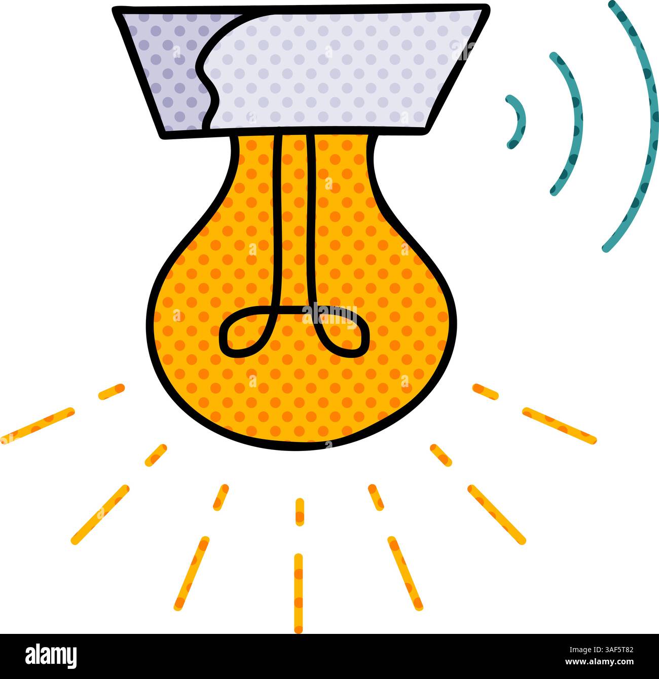 light bulb lighting halftone hand drawn color vector illustration Stock Vector