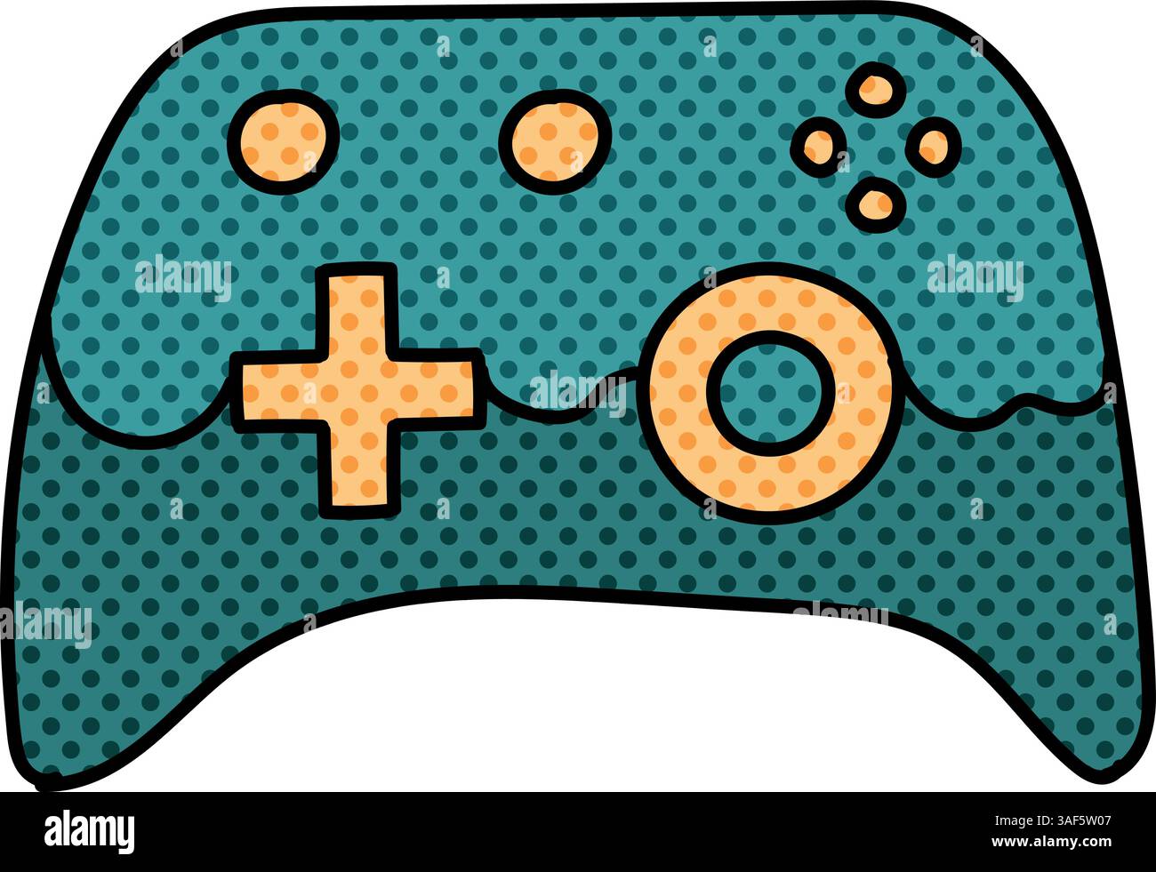game controller halftone hand drawn color vector illustration Stock Vector
