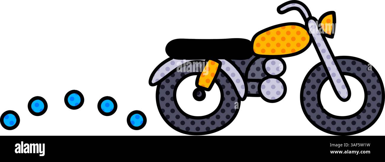map motorcycle route halftone hand drawn color vector illustration Stock Vector