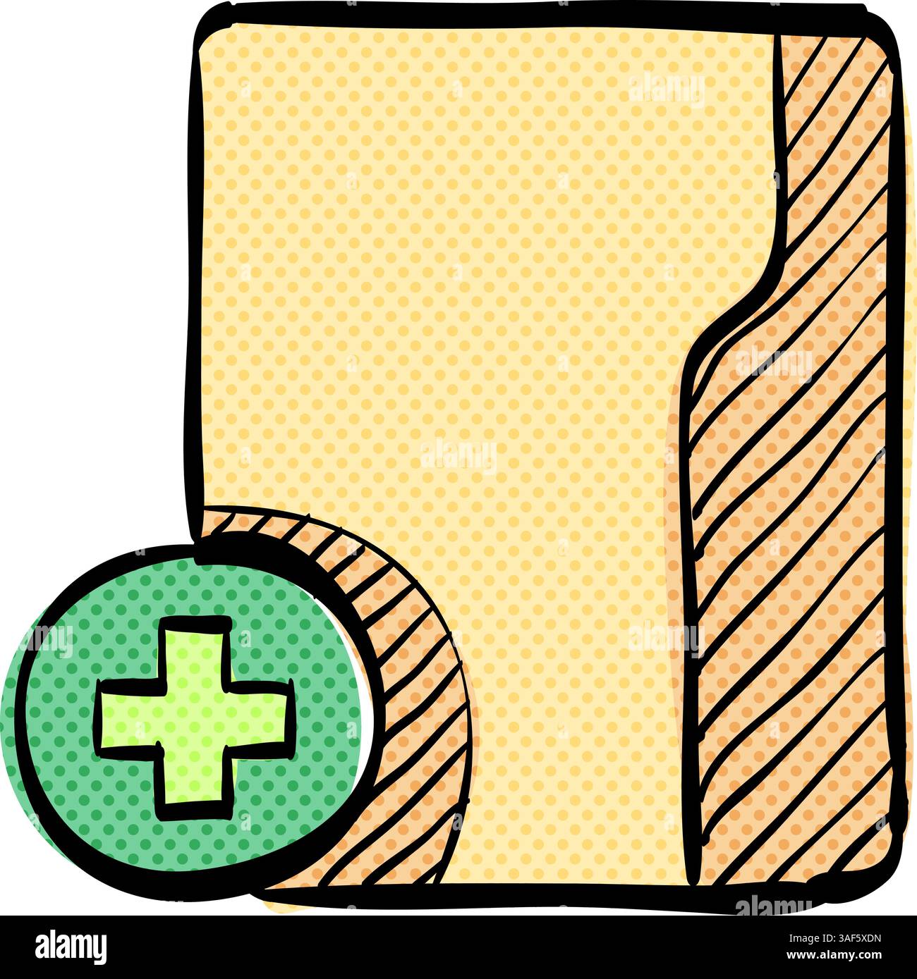 Folder halftone icon hand drawn color vector illustration Stock Vector