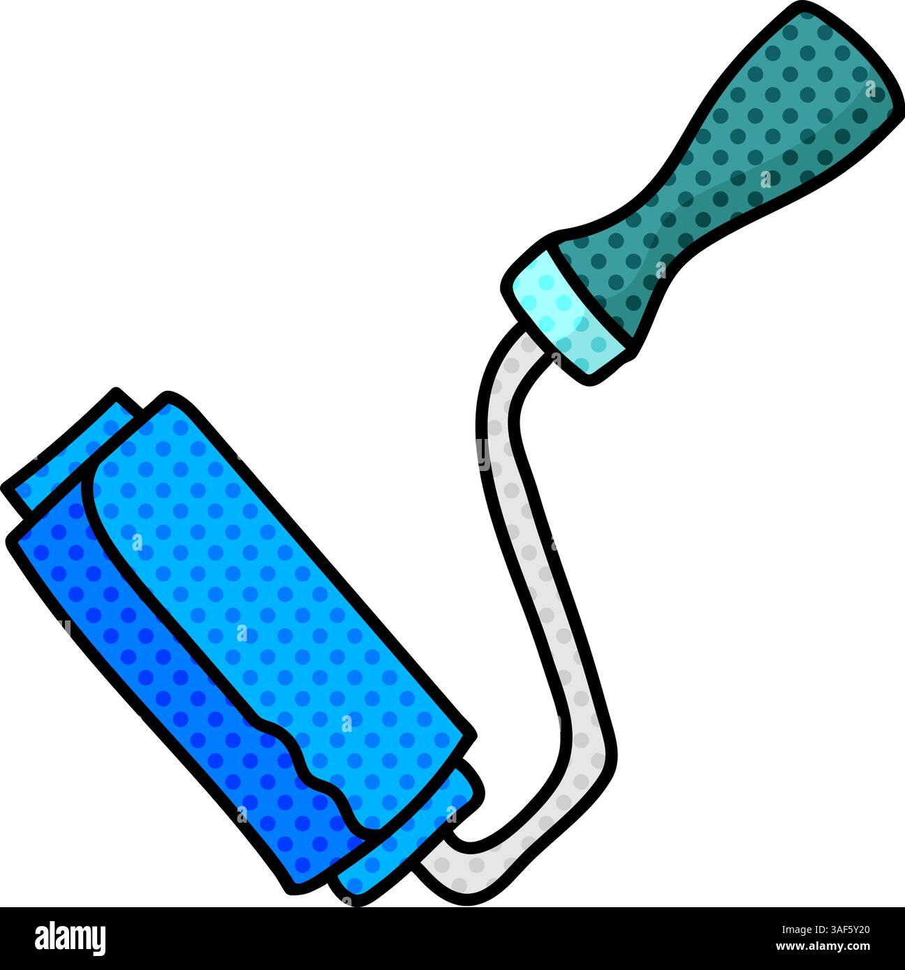 paint roller halftone hand drawn color vector illustration Stock Vector ...