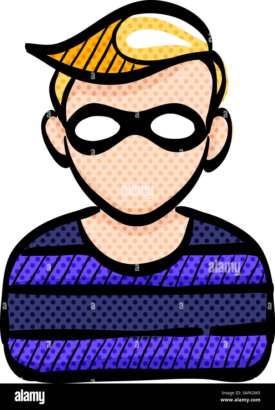 Burglar halftone icon hand drawn color vector illustration Stock Vector ...