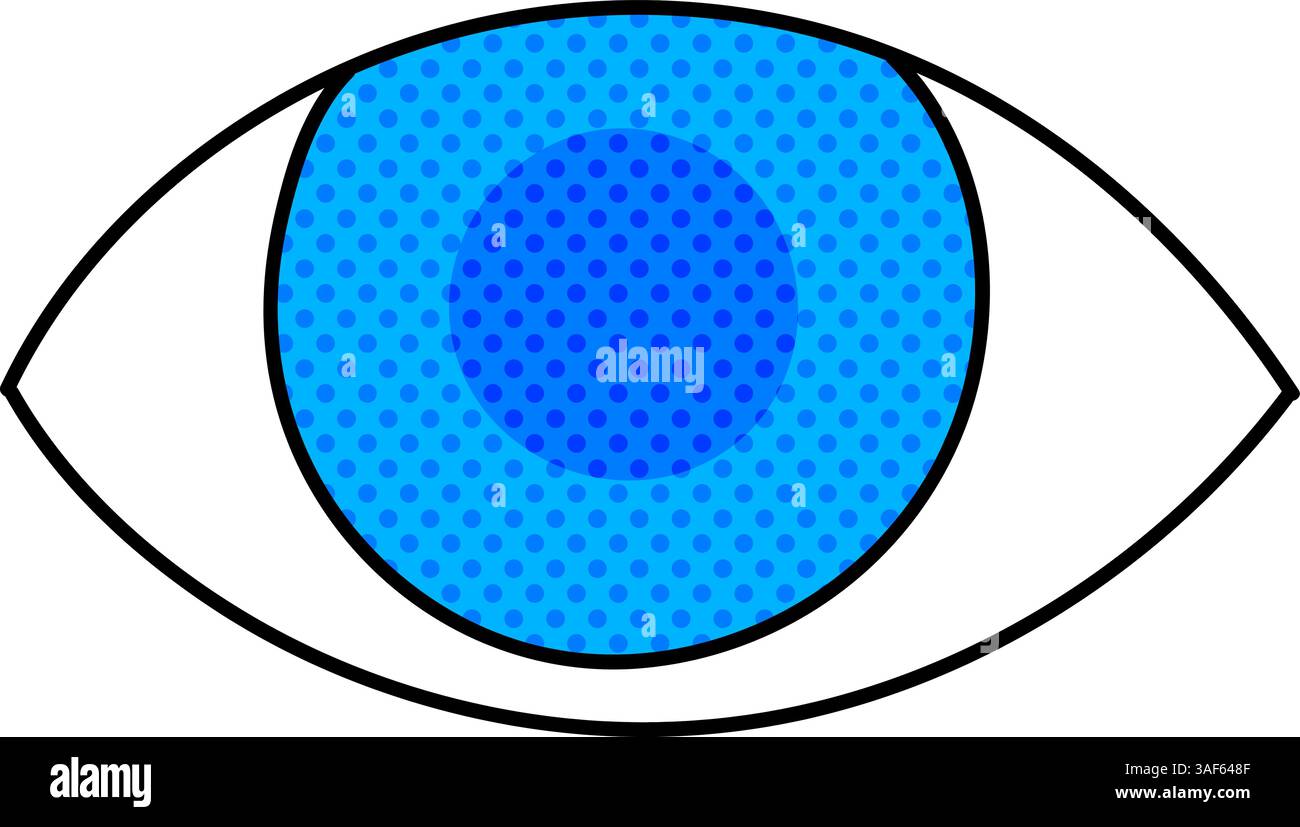 eye halftone hand drawn color vector illustration Stock Vector