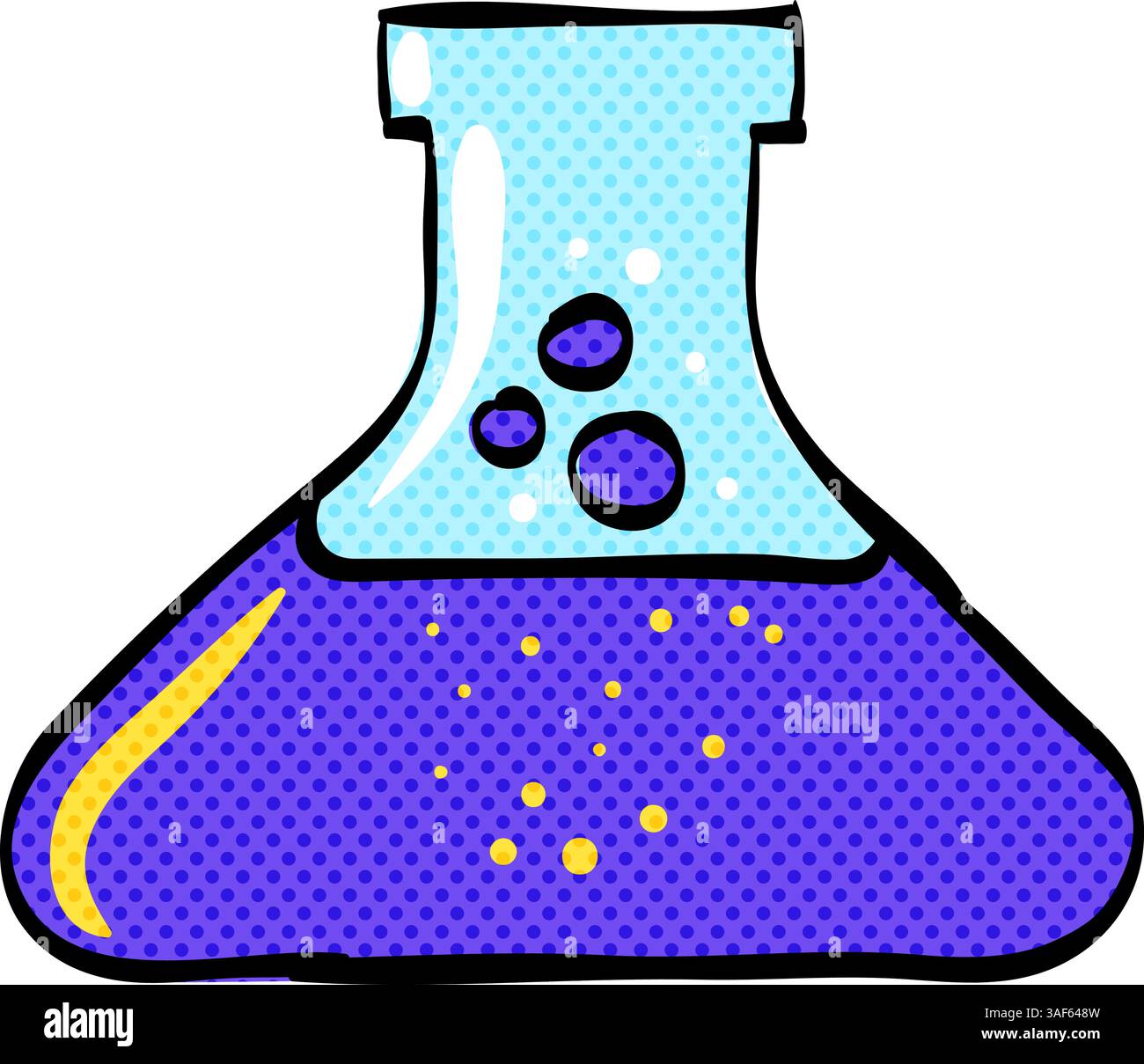Beaker halftone icon hand drawn color vector illustration Stock Vector