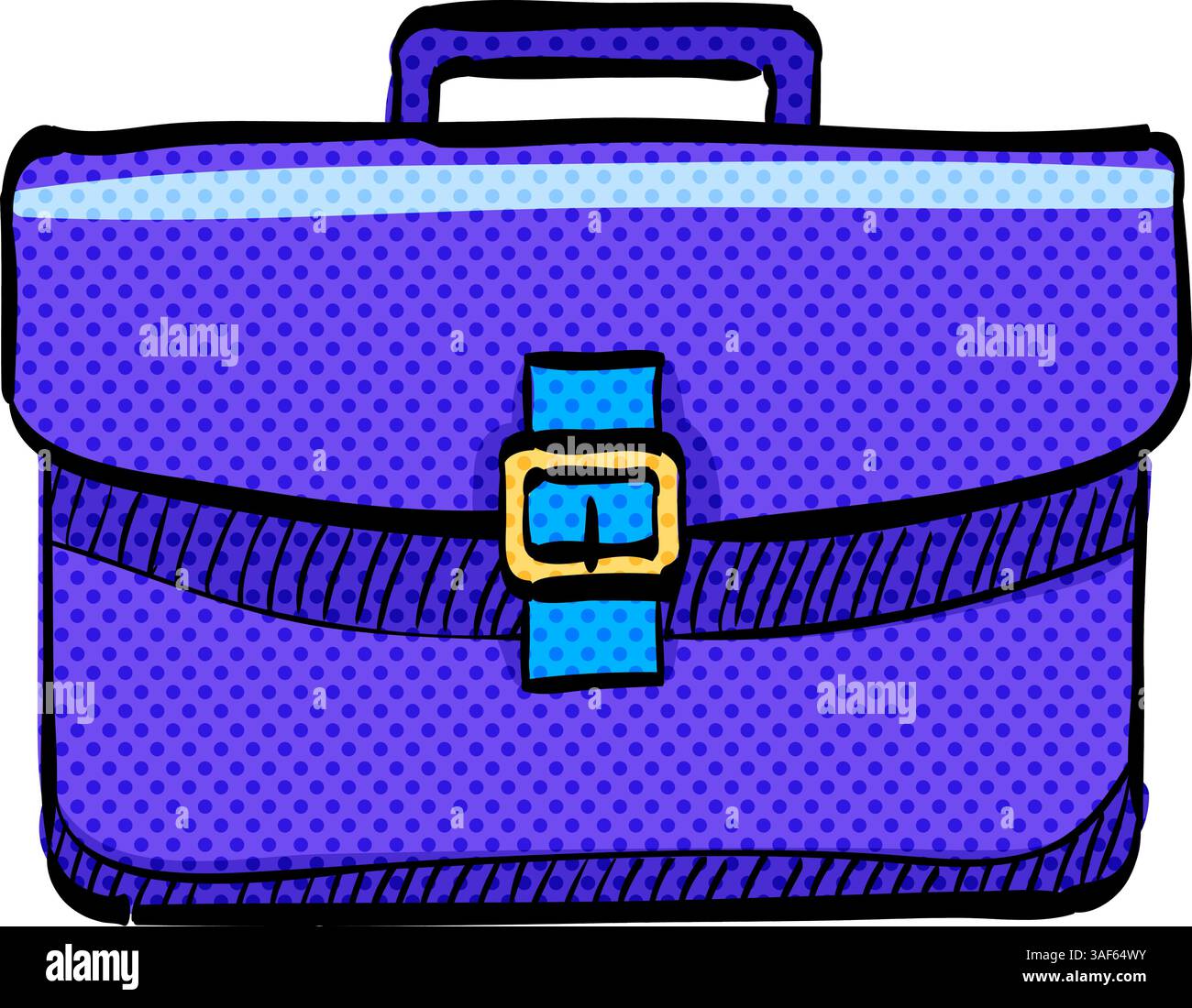 Briefcase halftone icon hand drawn color vector illustration Stock Vector