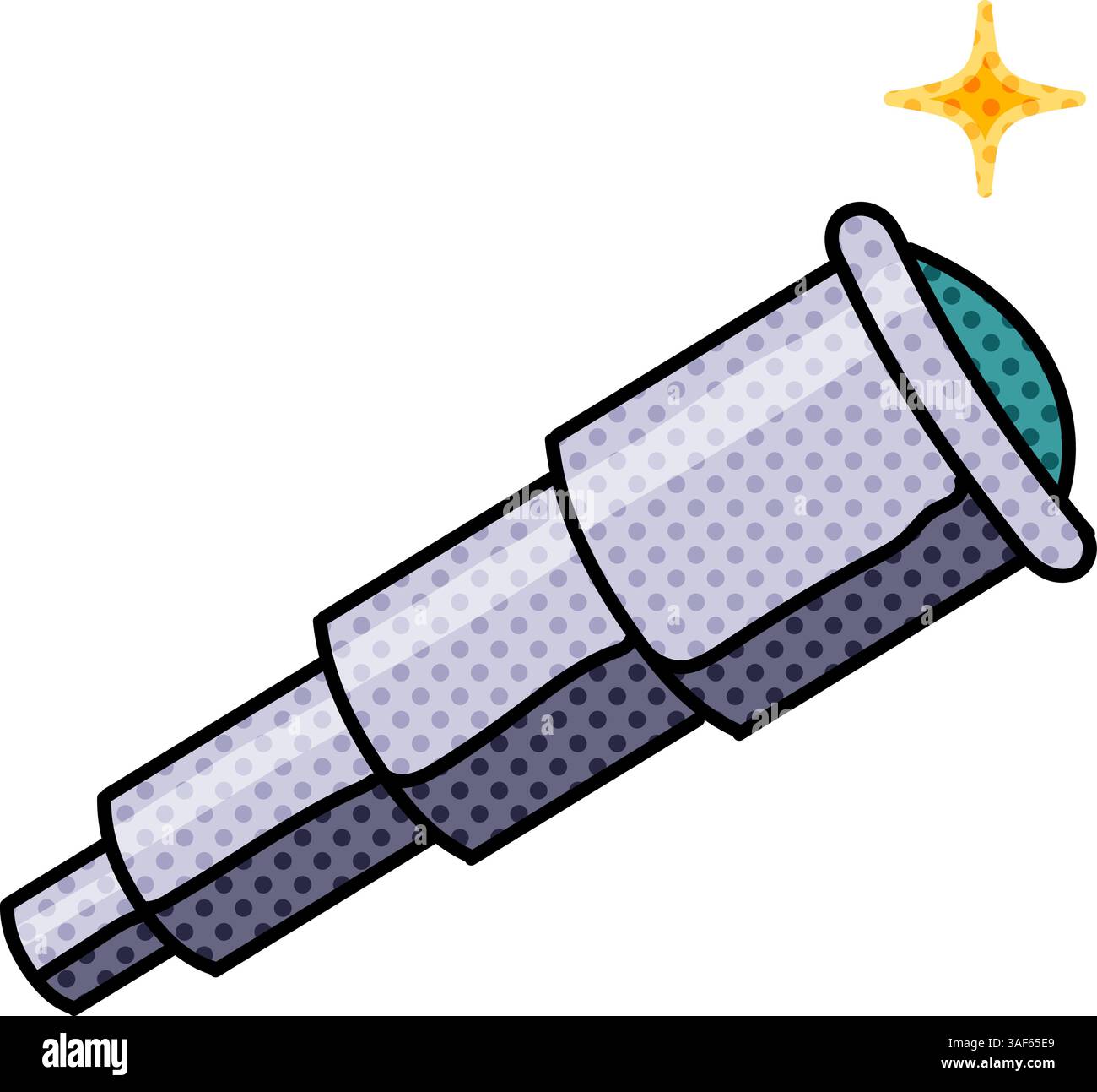telescope halftone hand drawn color vector illustration Stock Vector