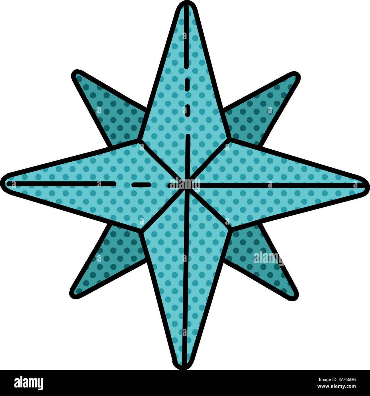 compass halftone hand drawn color vector illustration Stock Vector