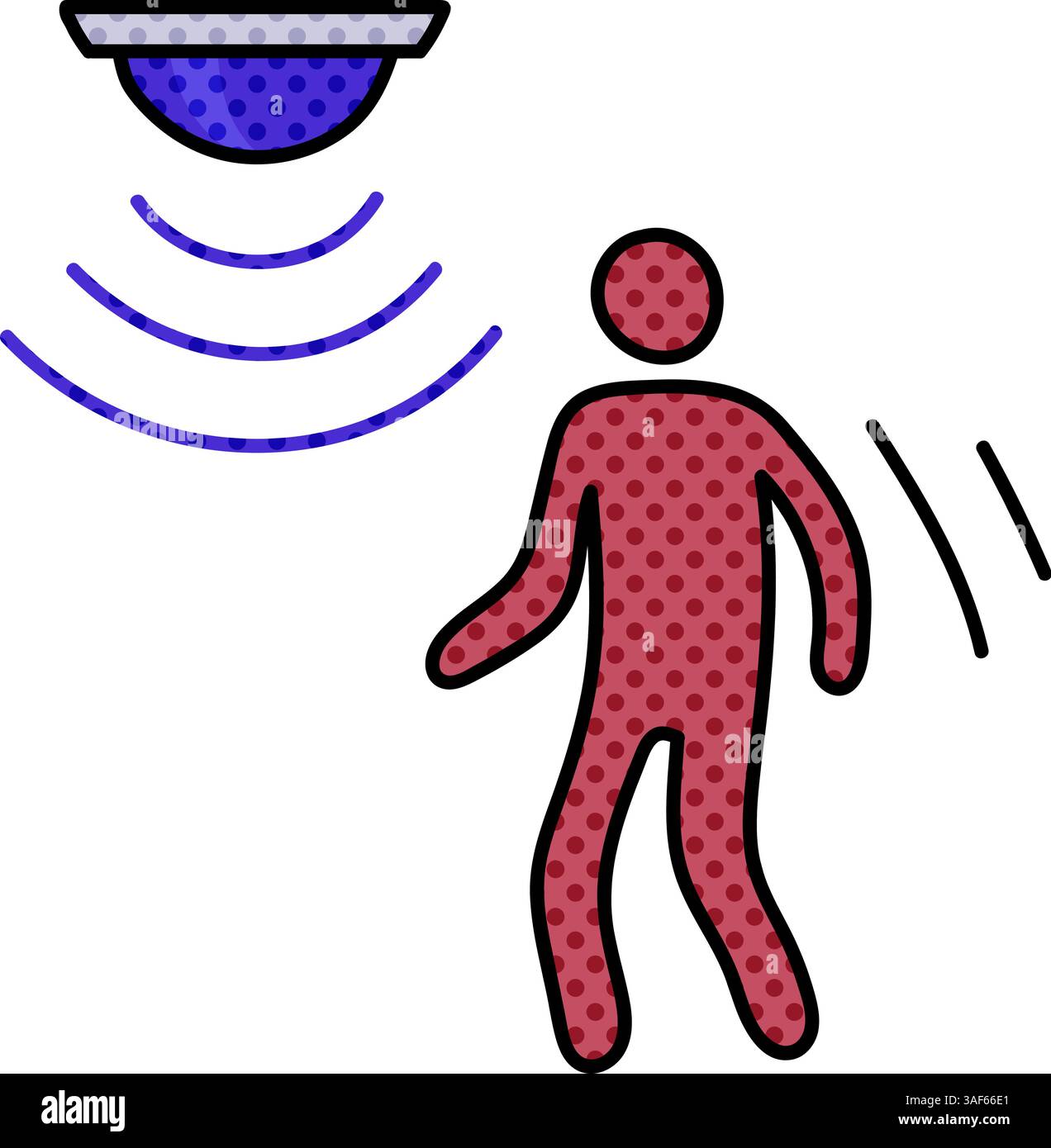 motion sensor halftone hand drawn color vector illustration Stock Vector