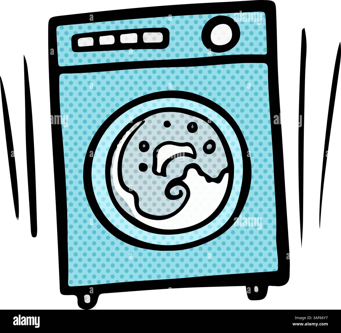 Washing machine hand drawn halftone color vector illustration Stock Vector