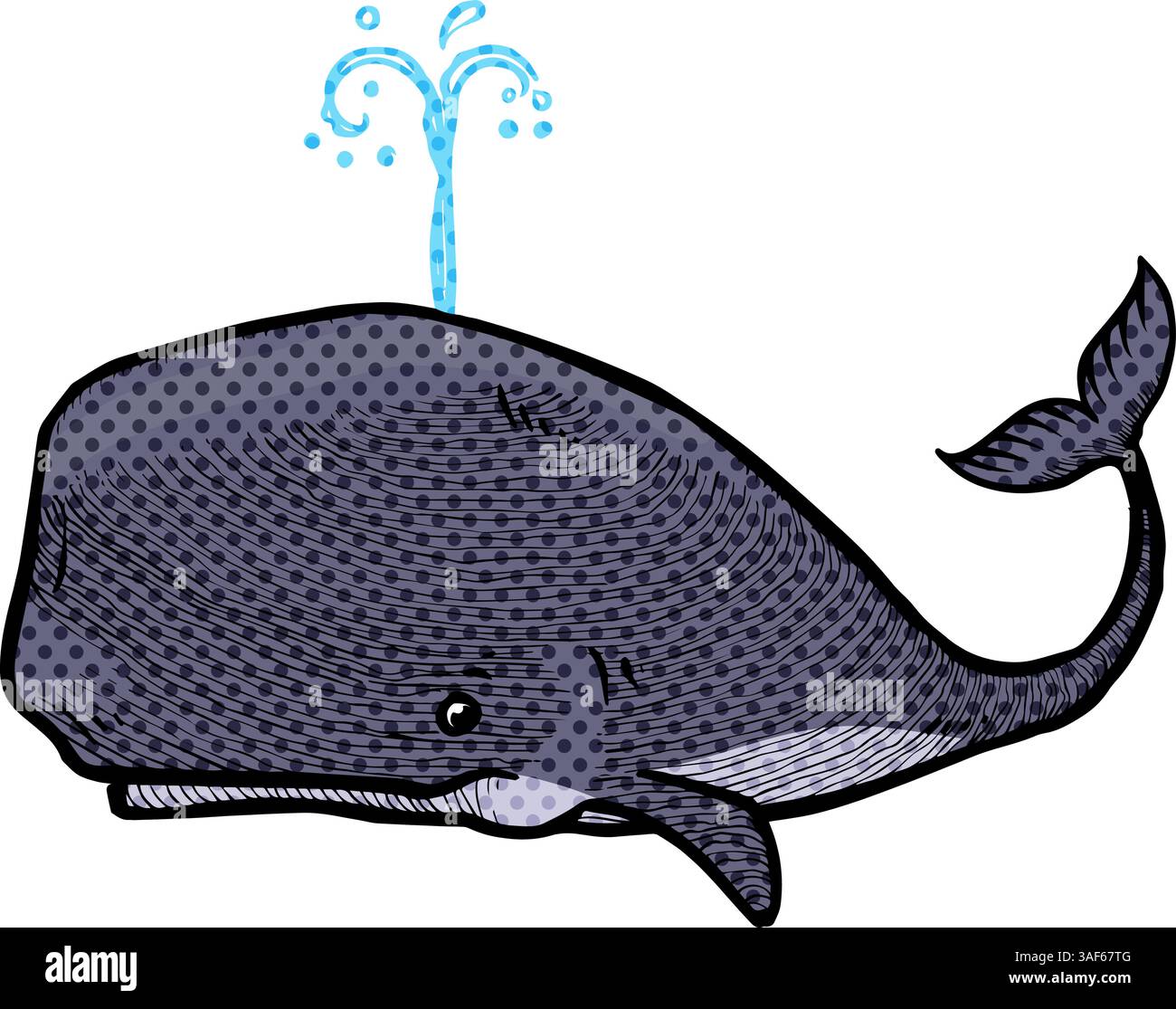 whale hand drawn halftone color vector illustration Stock Vector Image ...
