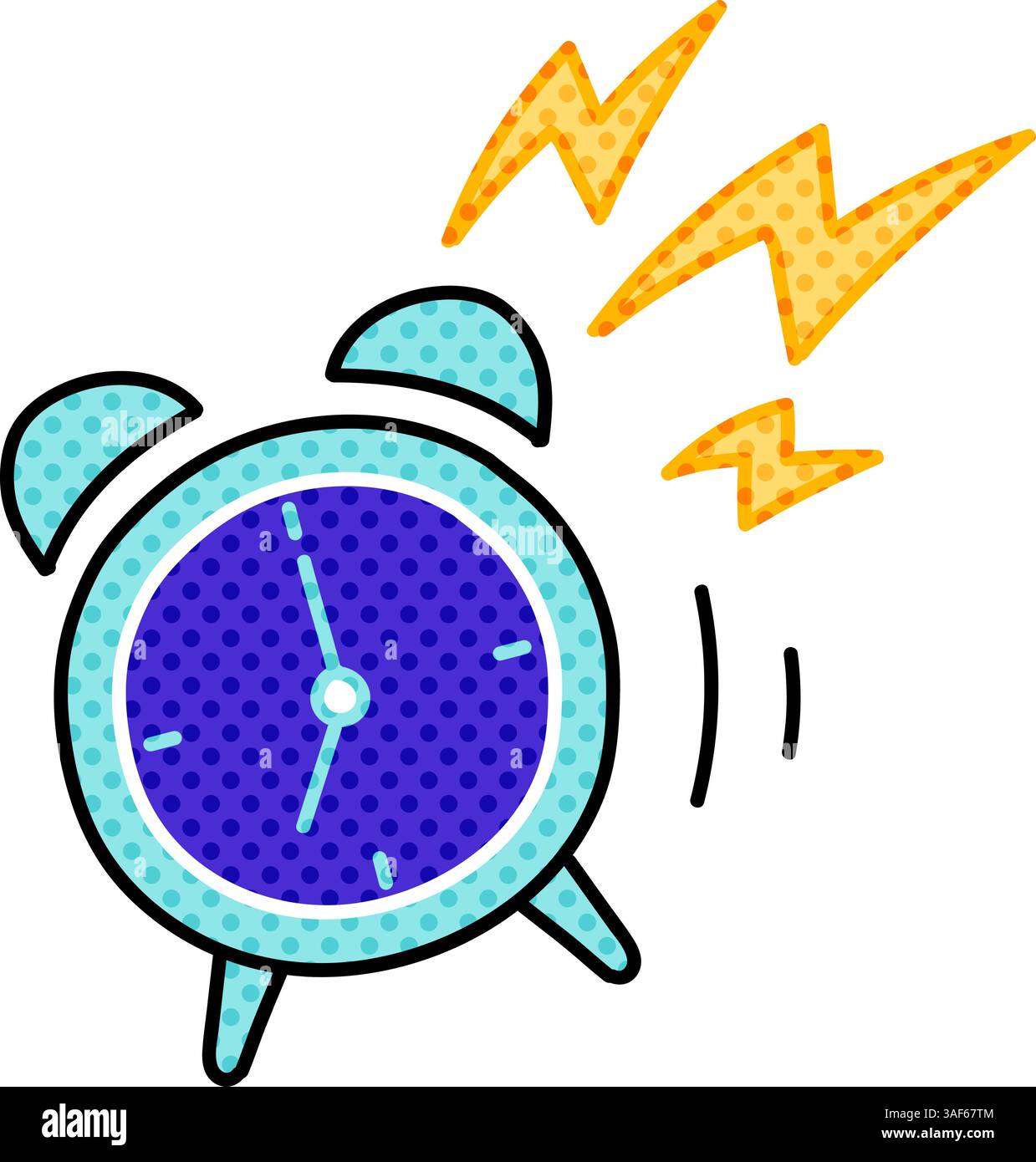 alarm clock halftone hand drawn color vector illustration Stock Vector