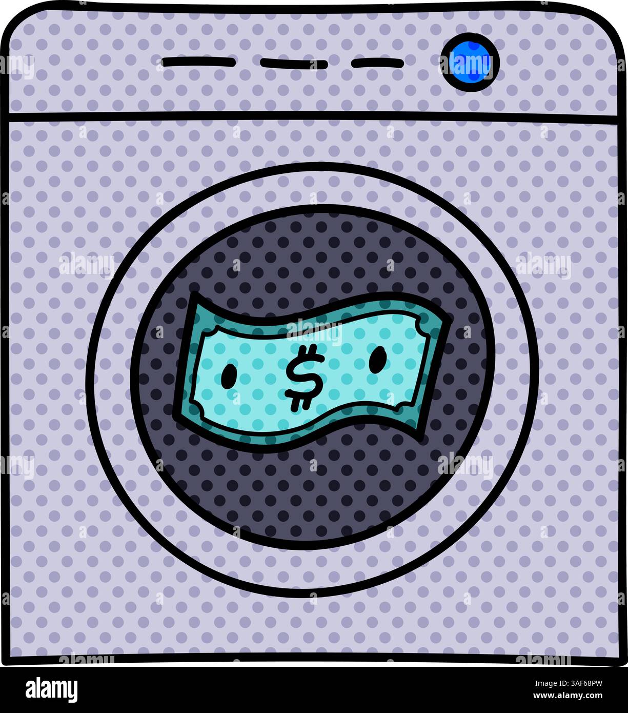 money laundry halftone hand drawn color vector illustration Stock ...