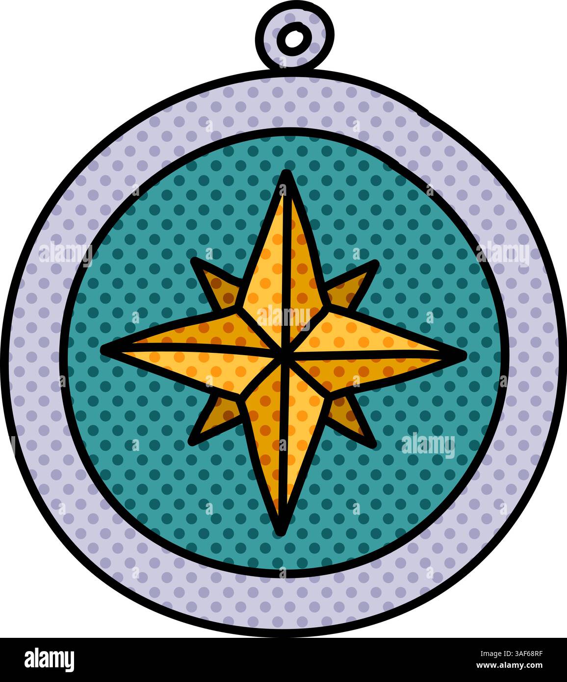 vintage compass halftone hand drawn color vector illustration Stock Vector