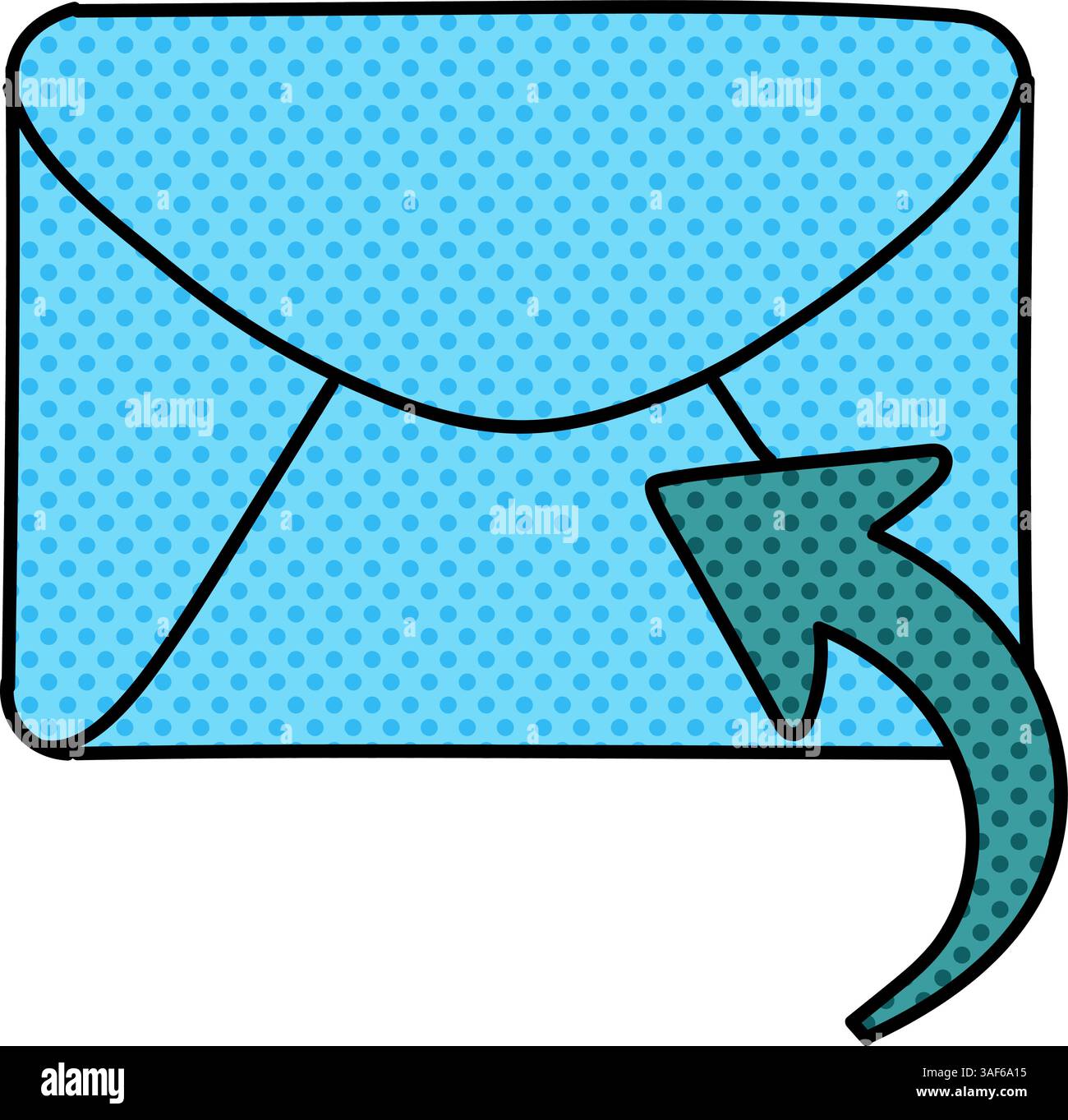 reply email halftone hand drawn color vector illustration Stock Vector