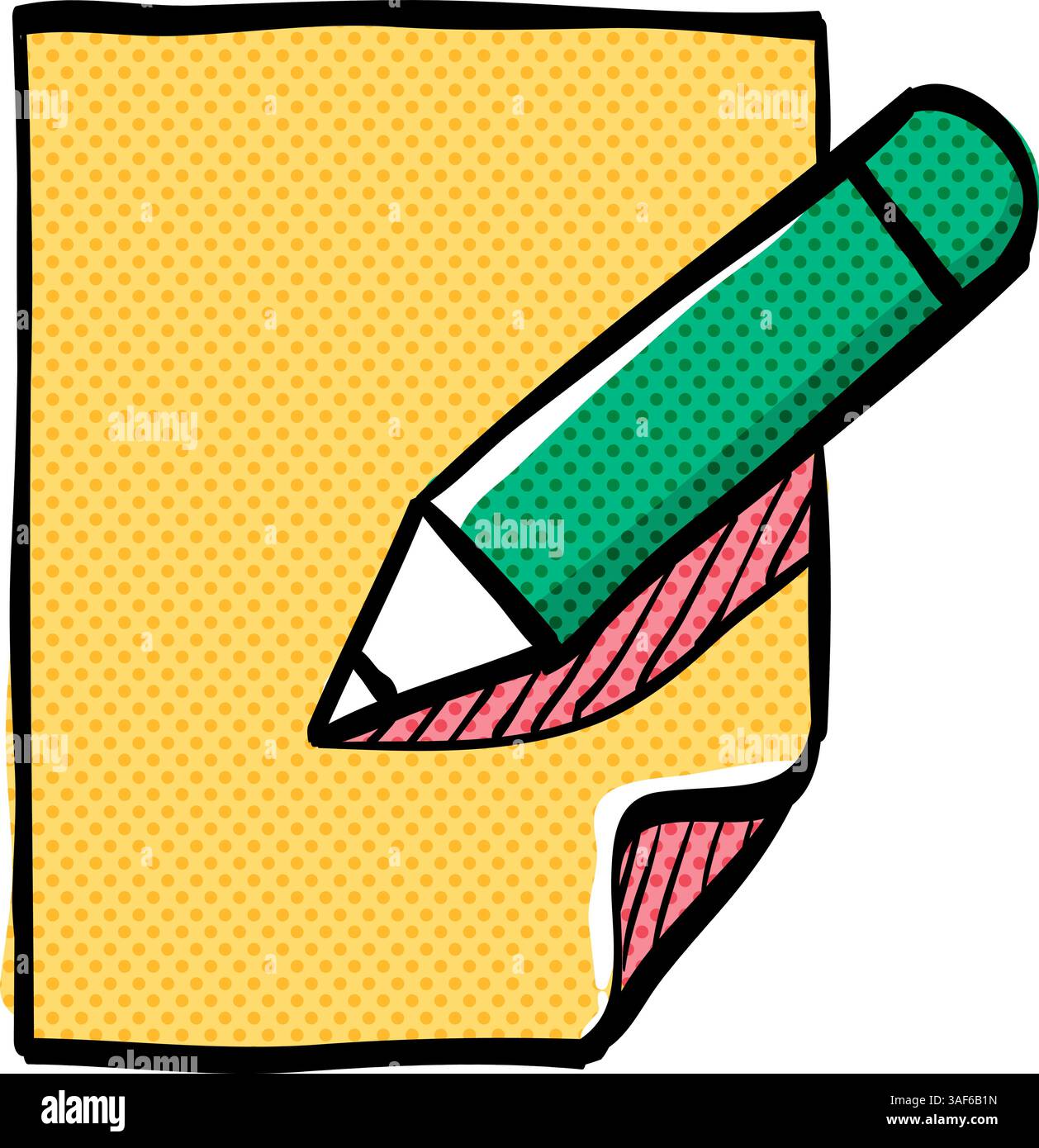 Document edit halftone icon hand drawn color vector illustration Stock ...