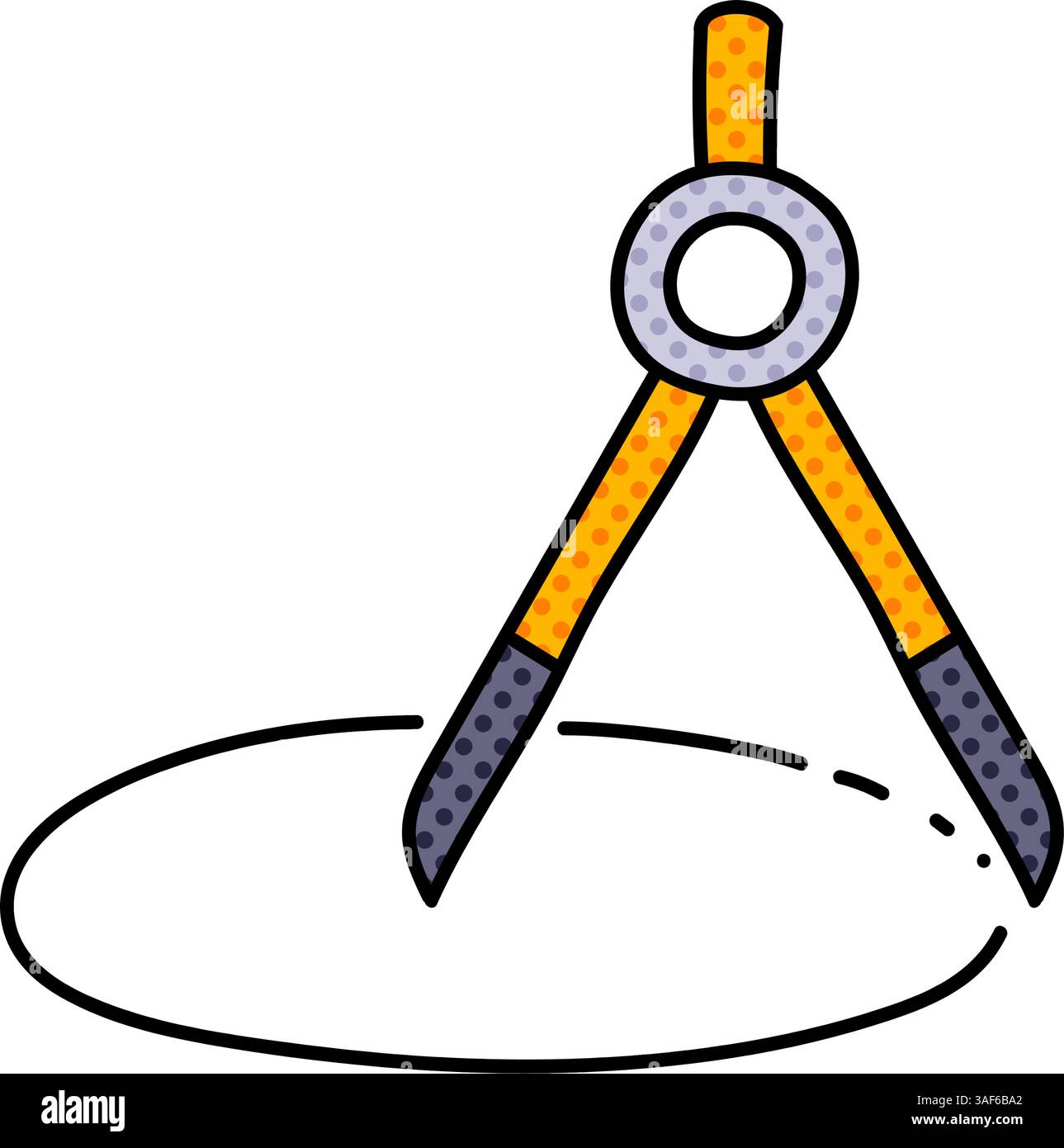 drawing compass halftone hand drawn color vector illustration Stock Vector