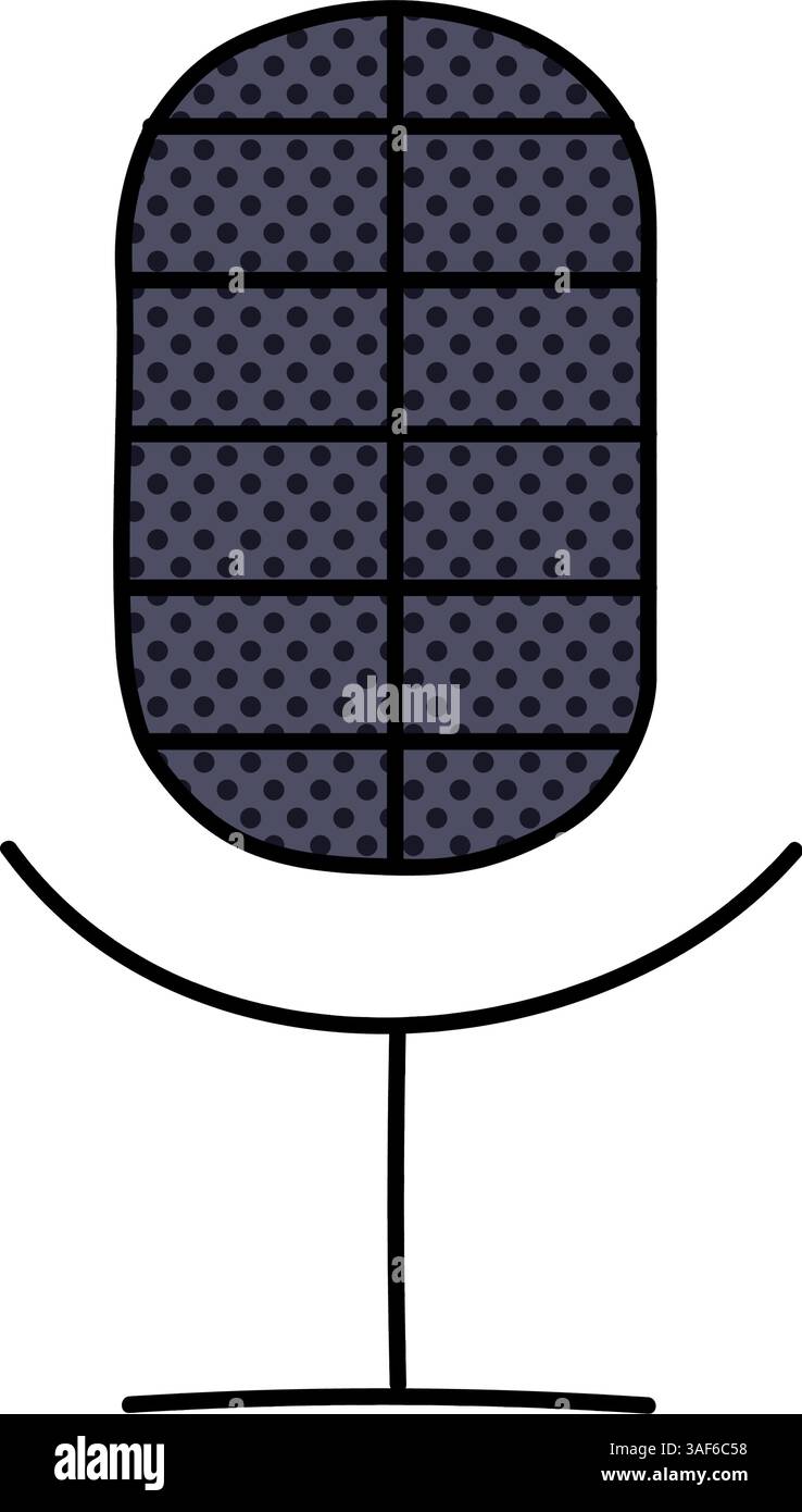 microphone halftone hand drawn color vector illustration Stock Vector