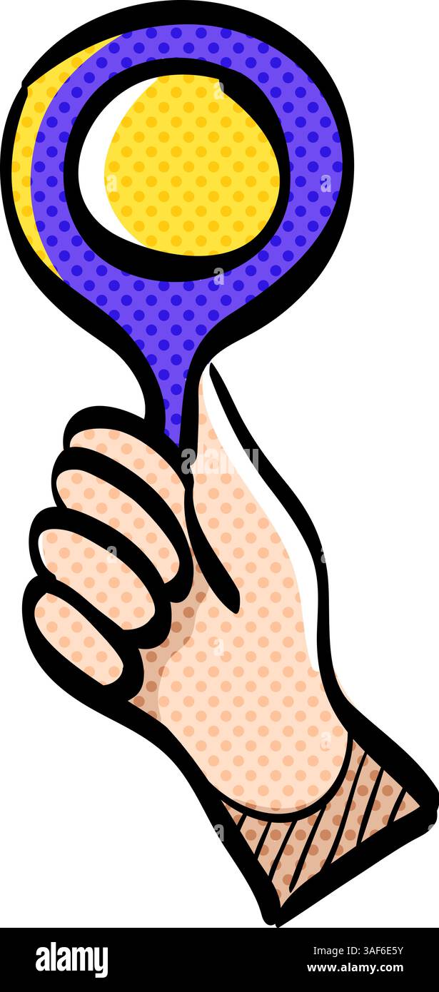 Bidder hand halftone icon hand drawn color vector illustration Stock ...
