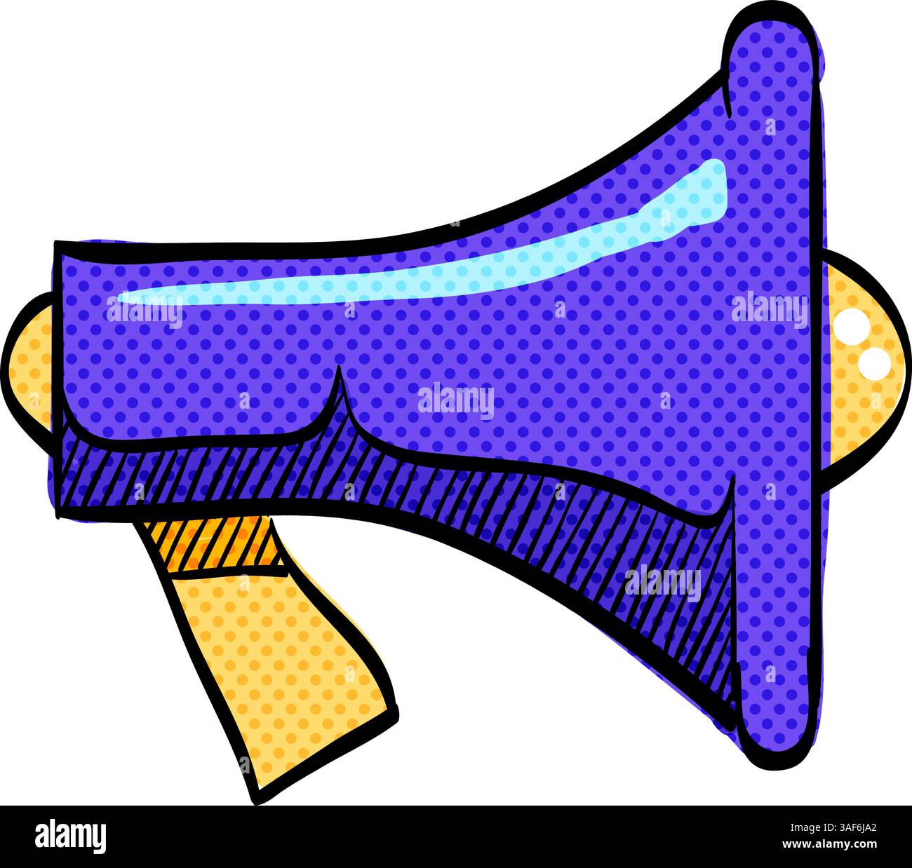 Megaphone halftone icon hand drawn color vector illustration Stock Vector