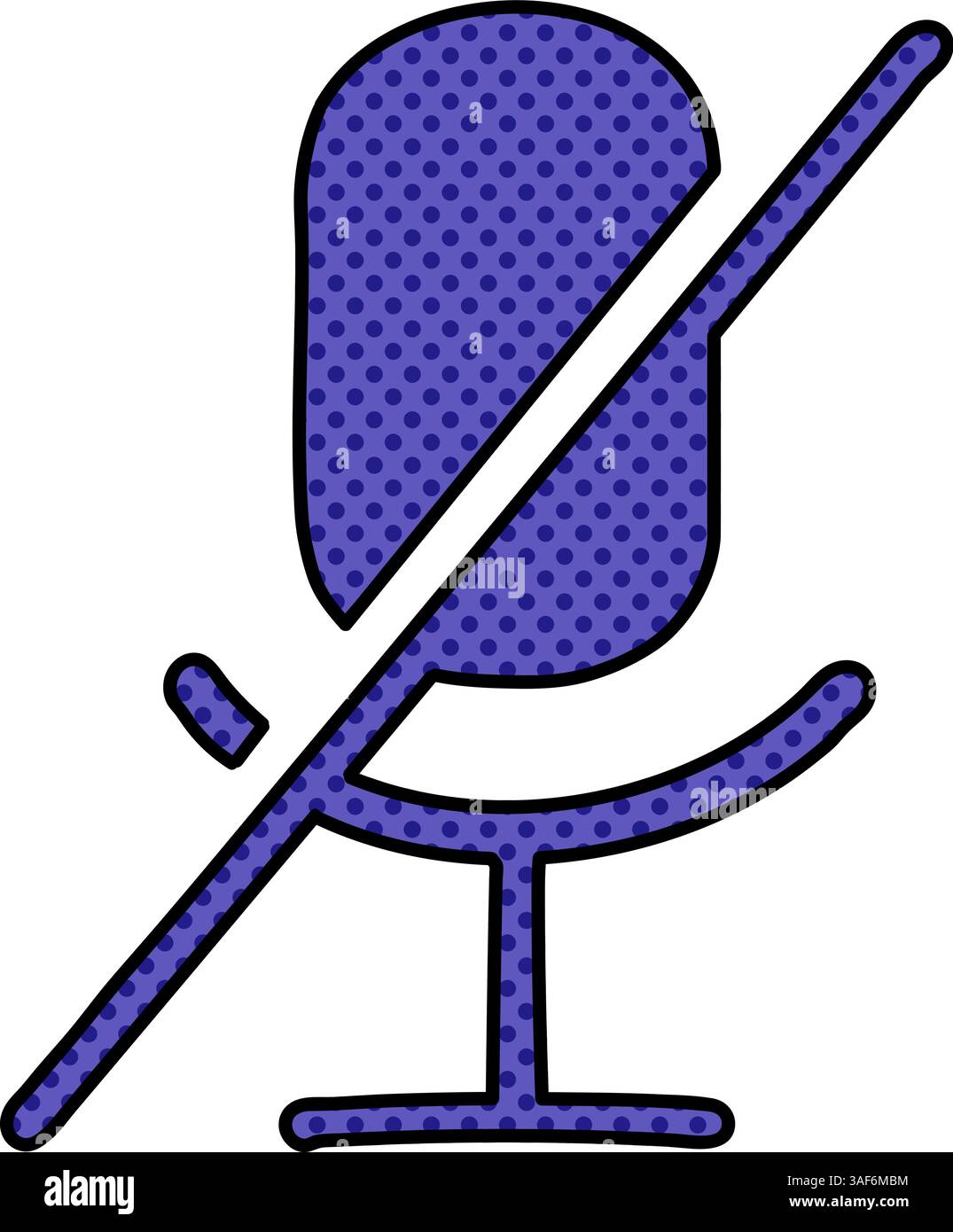 microphone disabled halftone hand drawn color vector illustration Stock Vector