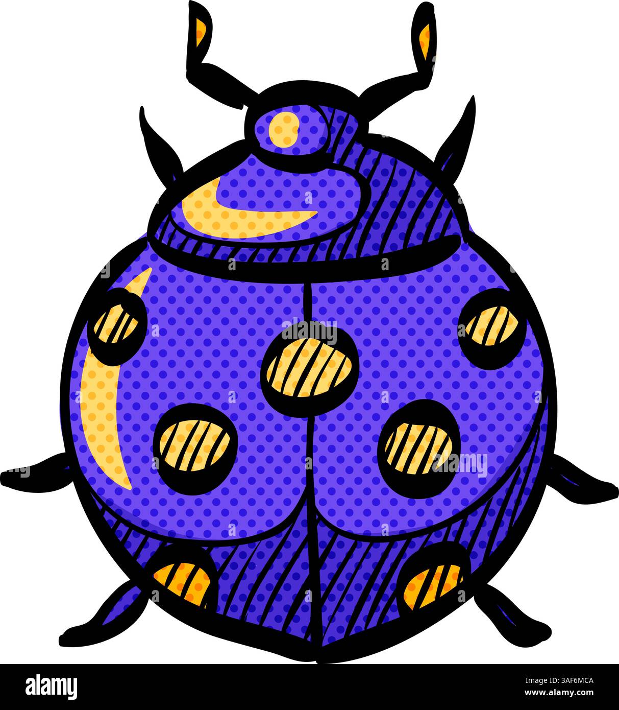Bug halftone icon hand drawn color vector illustration Stock Vector