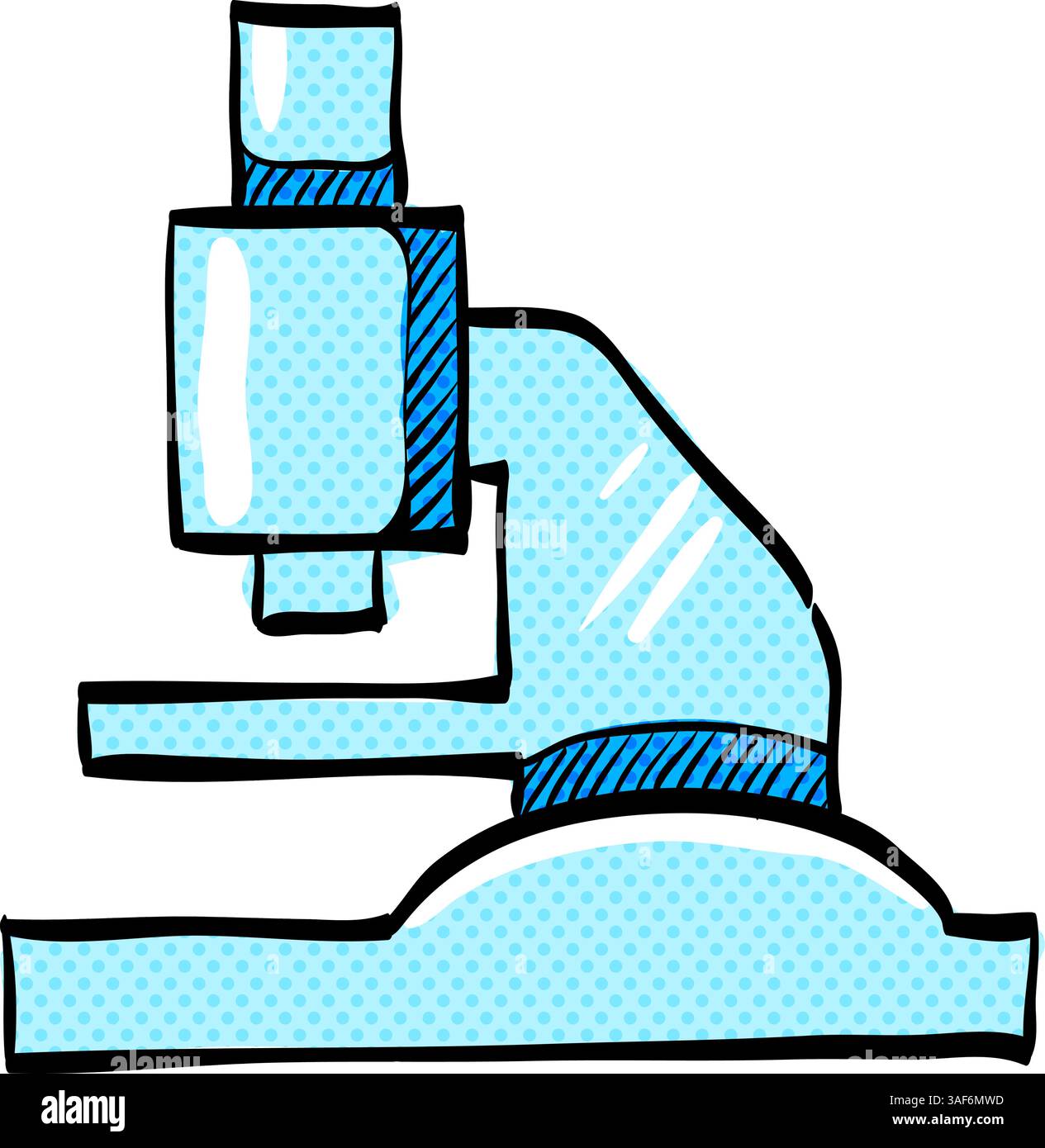 Microscope halftone icon hand drawn color vector illustration Stock Vector