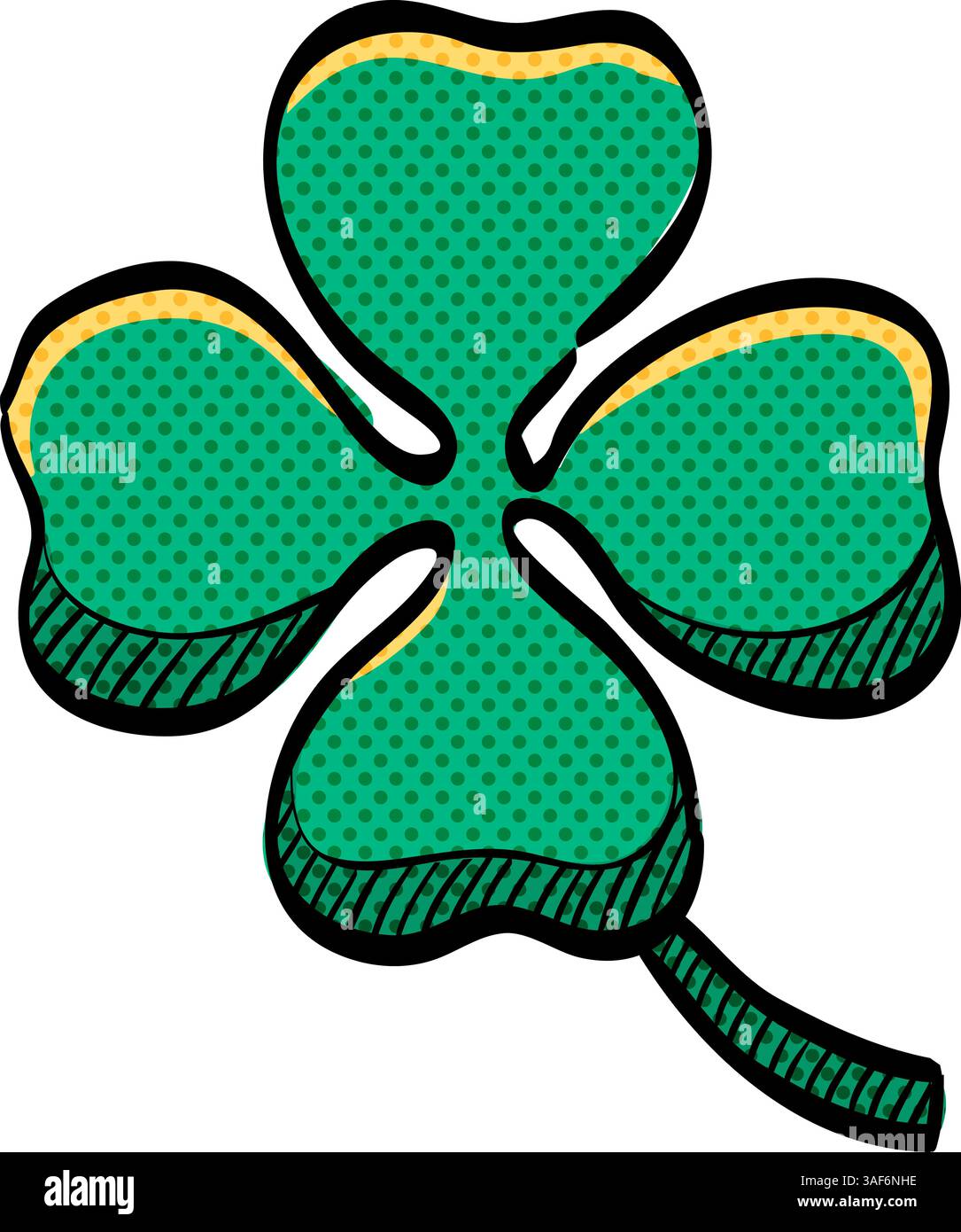 Clover halftone icon hand drawn color vector illustration Stock Vector
