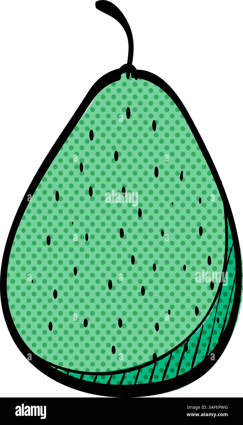 Pear halftone icon hand drawn color vector illustration Stock Vector ...