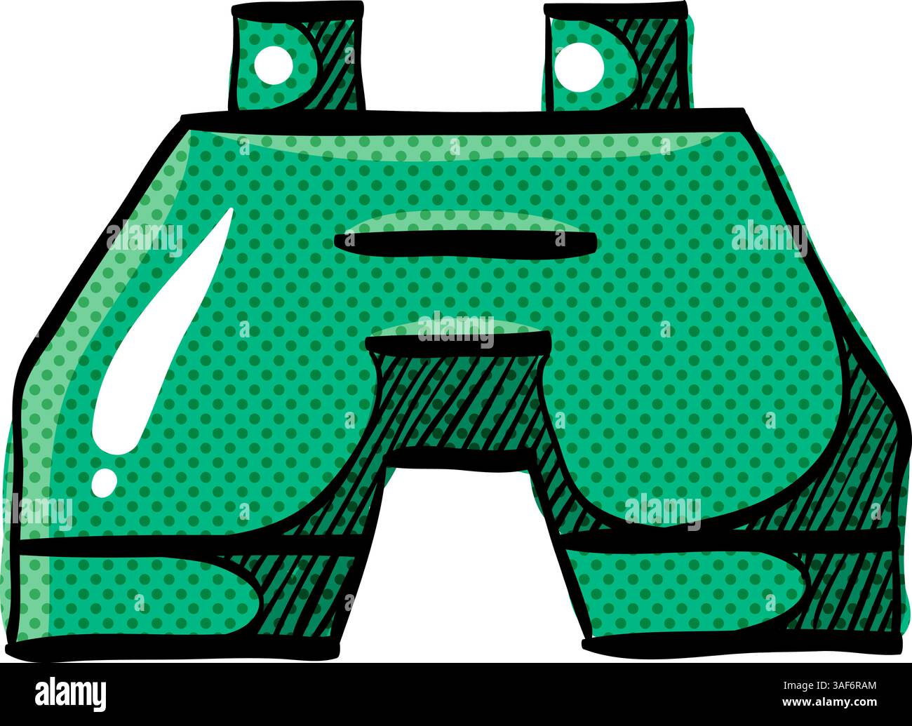 Binocular halftone icon hand drawn color vector illustration Stock Vector