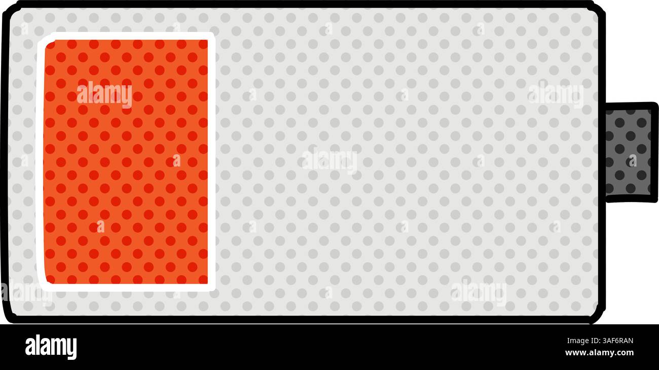 low battery halftone hand drawn color vector illustration Stock Vector